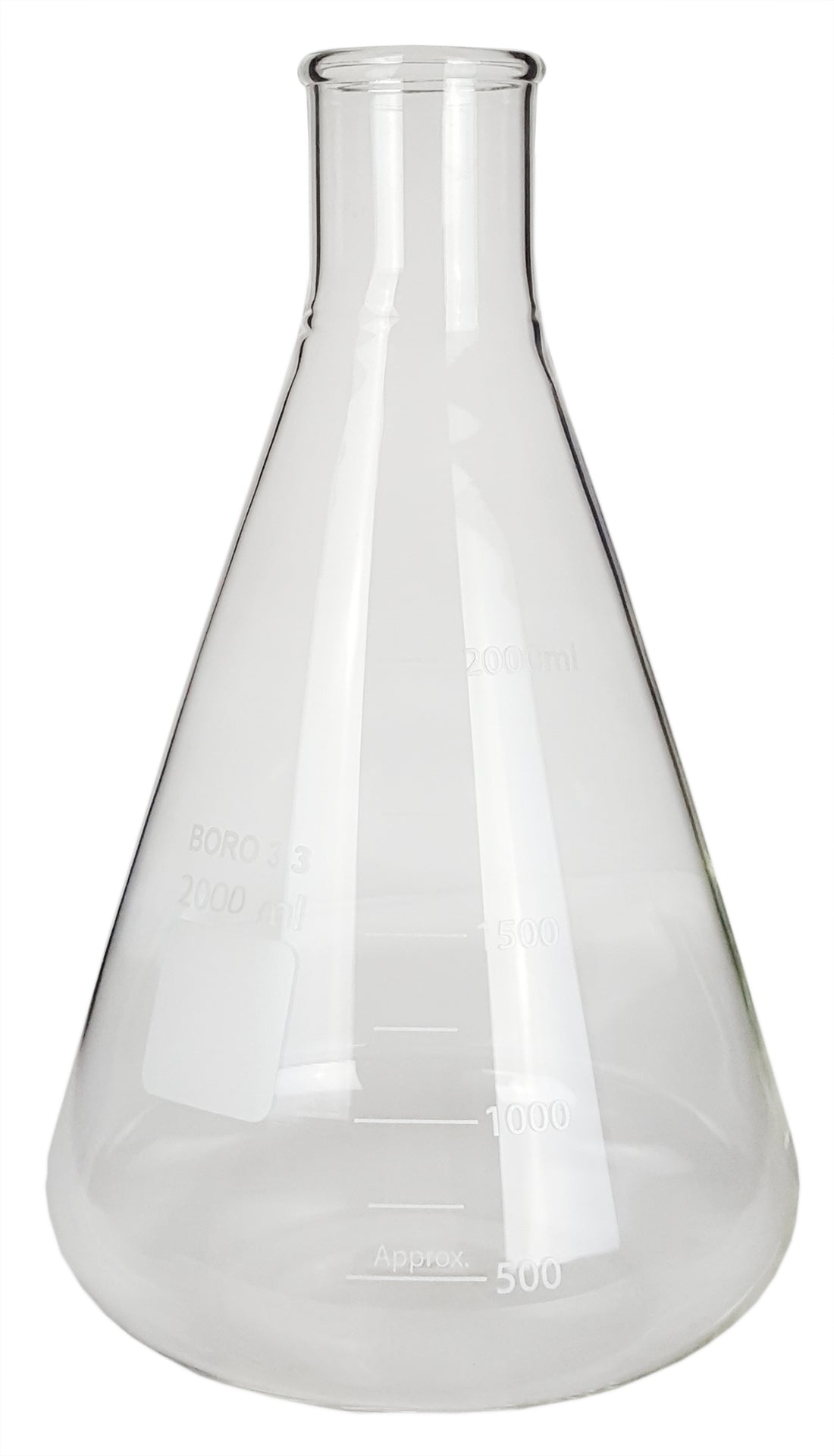 Flask, Erlenmeyer, Borosilicate Glass, Graduated, 2000ml, Case of 12