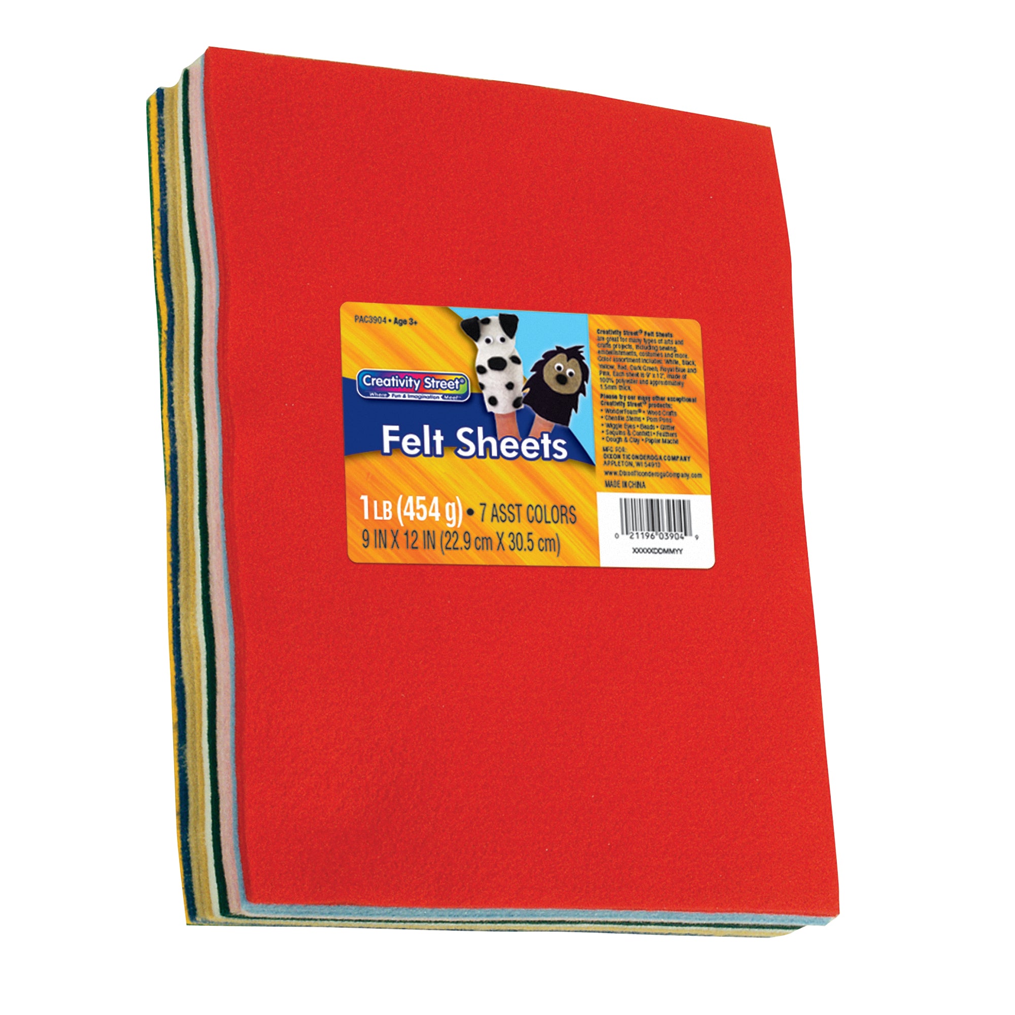 Felt Sheets, 7 Assorted Colors, 9" x 12", 1 lb.