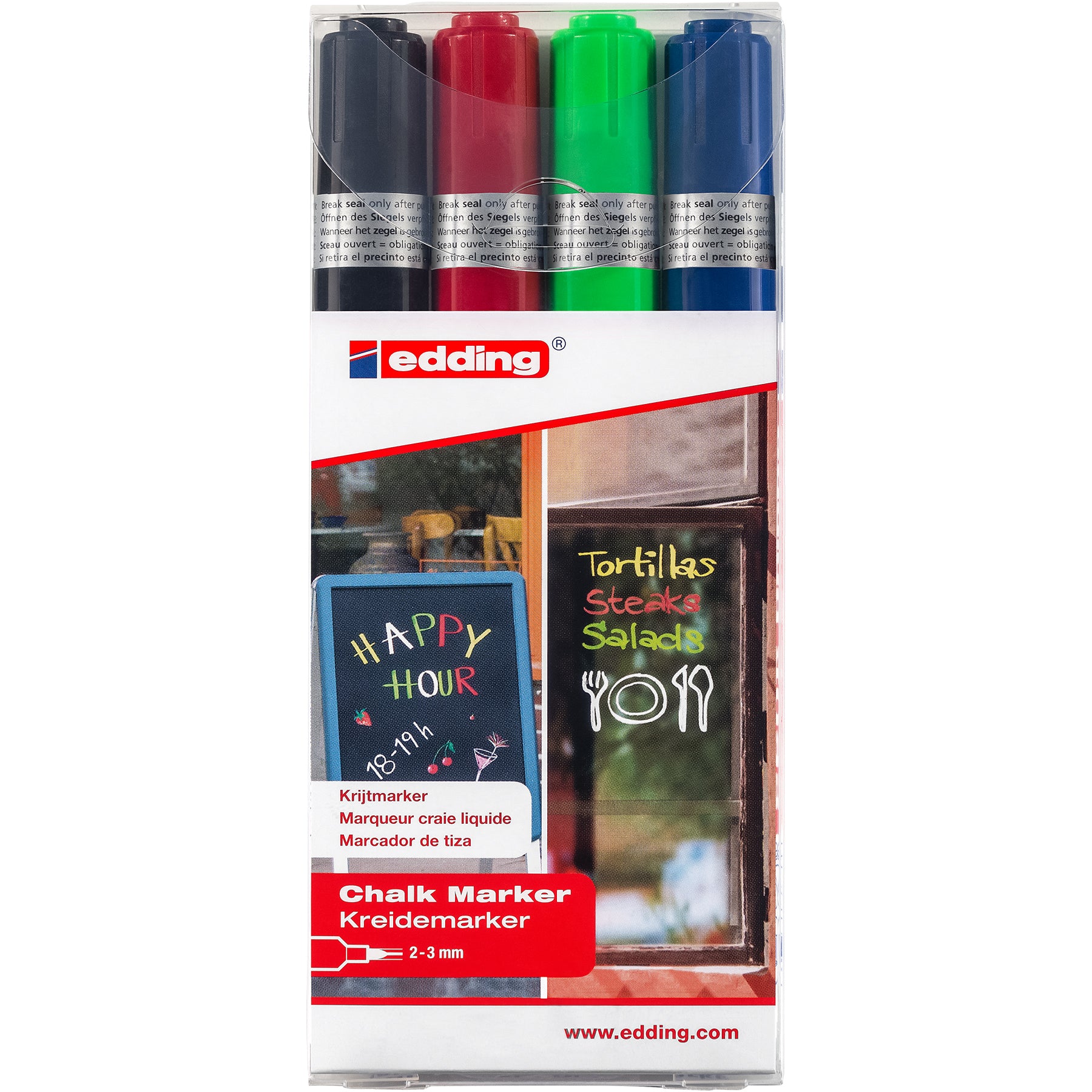 edding 4095 Chalk Marker - Set of 4 - Assorted