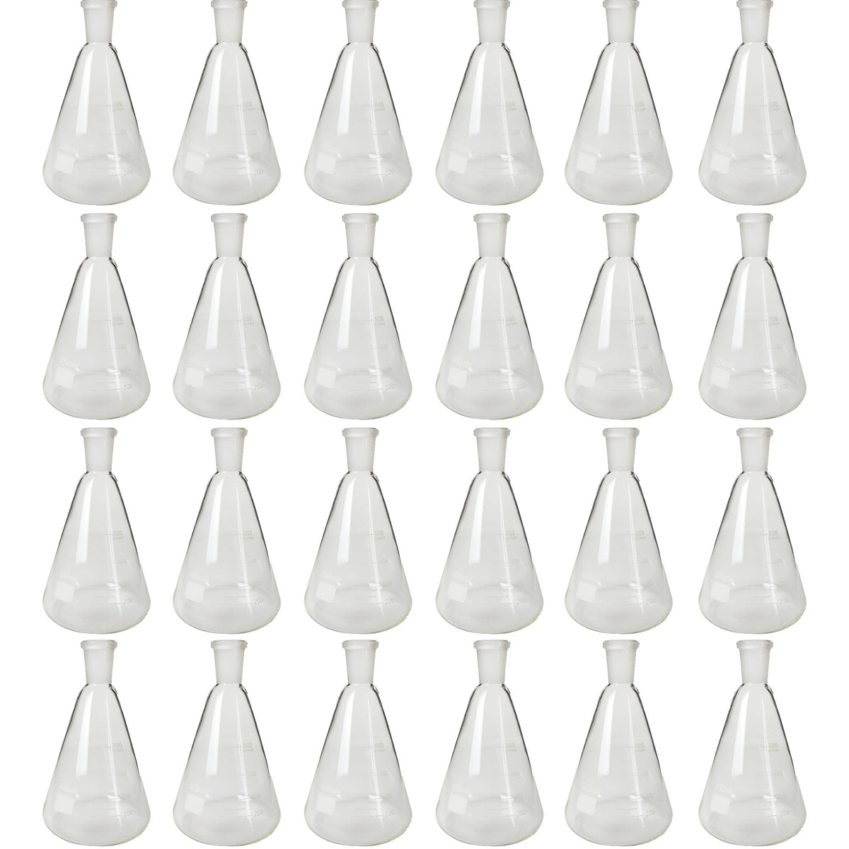 Flask, Erlenmeyer, Borosilicate Glass, Graduated, 500ml, 24/40 Ground Glass Joint, Case of 24