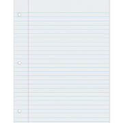 Composition Paper, White, 3-Hole Punched, Red Margin, 3/8" Ruled, 8-1/2" x 11", 500 Sheets