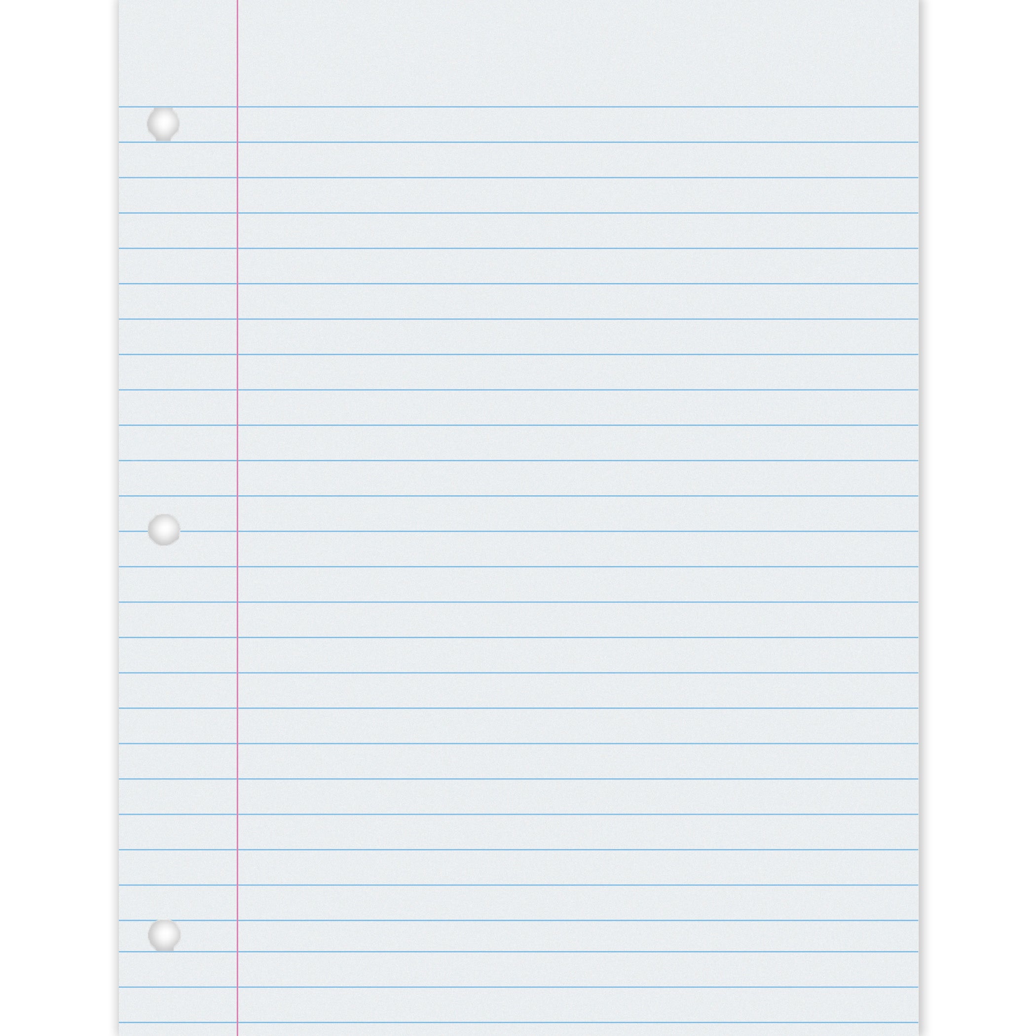 Composition Paper, White, 3-Hole Punched, Red Margin, 3/8" Ruled, 8-1/2" x 11", 500 Sheets