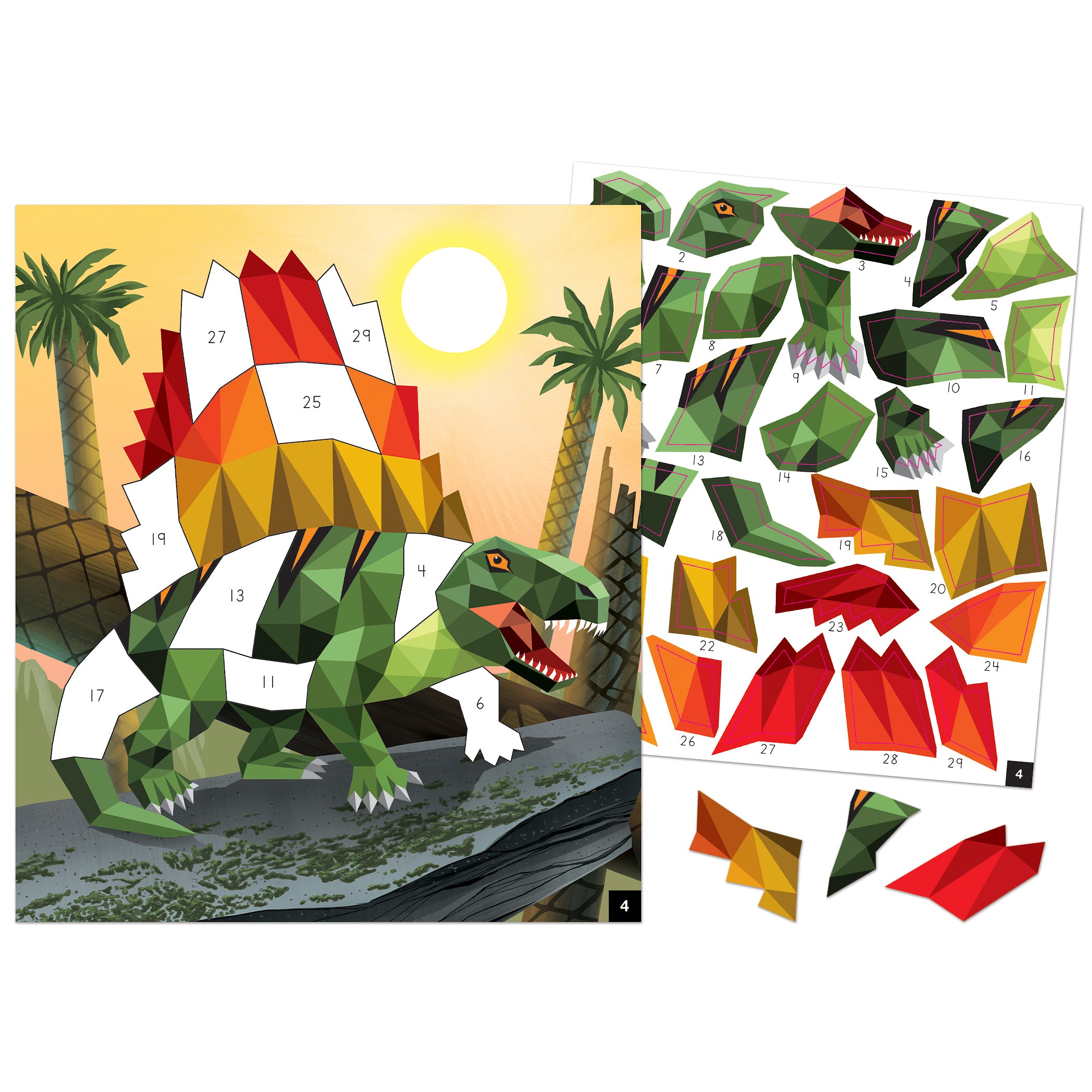 Dinosaurs and Prehistoric Animals Modern Mosaics Stick to the Numbers