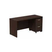 Bush Business Furniture Series C 60W Desk/Credenza Shell with 2-Drawer Mobile Pedestal - 59.49" Width x 23.35" Depth x 29.8" Height