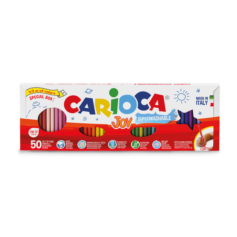Joy Fine Tip Felt Tip Washable Pens 1/2 Meter - 50 Pieces