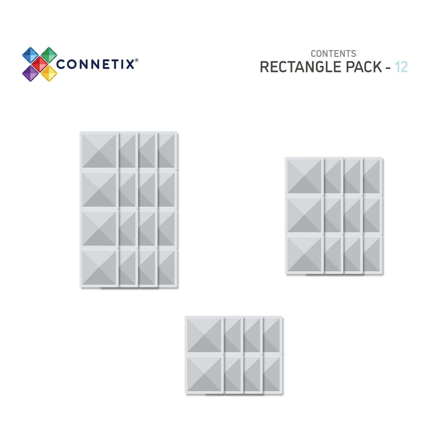 Magnetic Tiles Clear Rectangle Pack, 12 Pieces