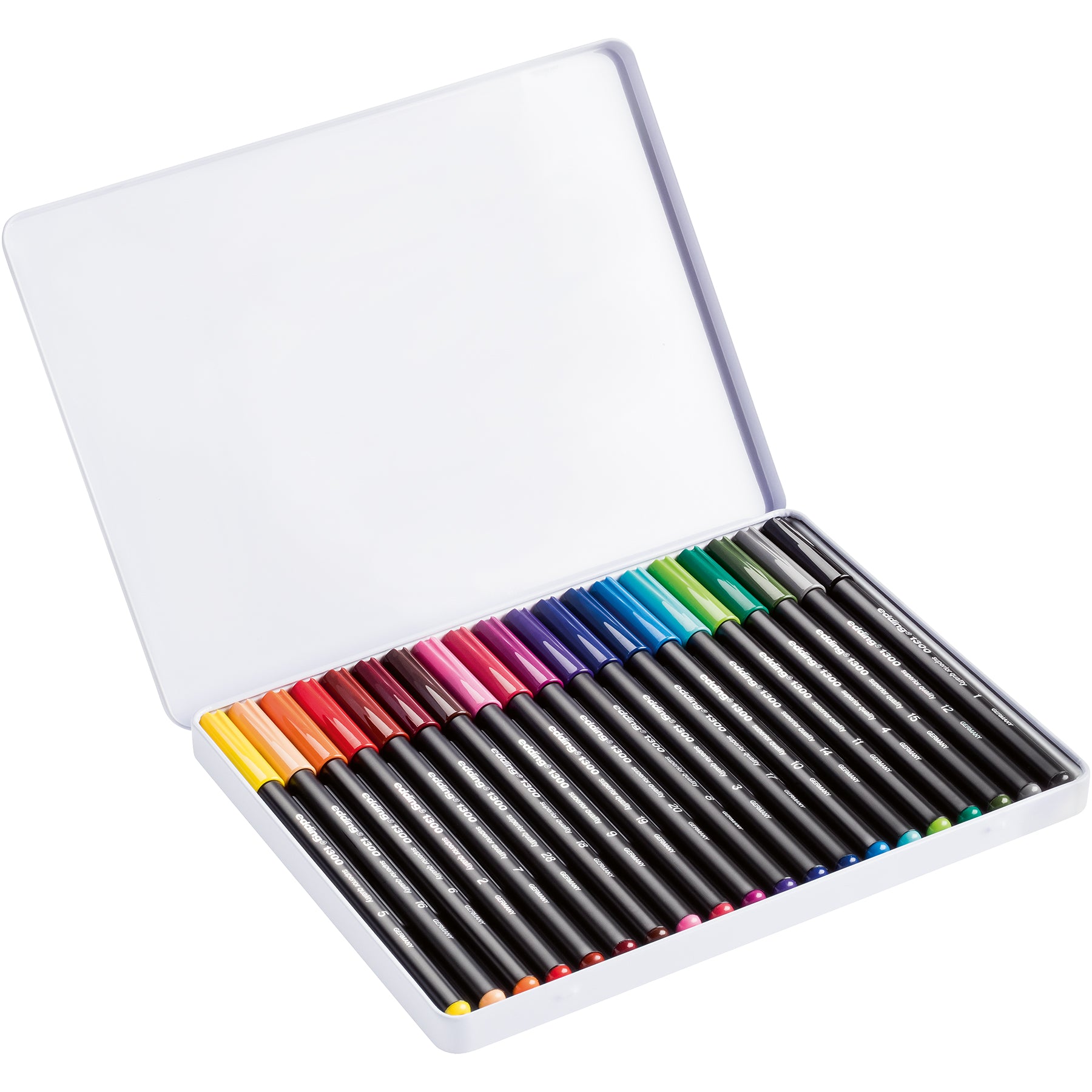 edding 1300 Colour Pen Medium - Metal Box of 20 - Assorted