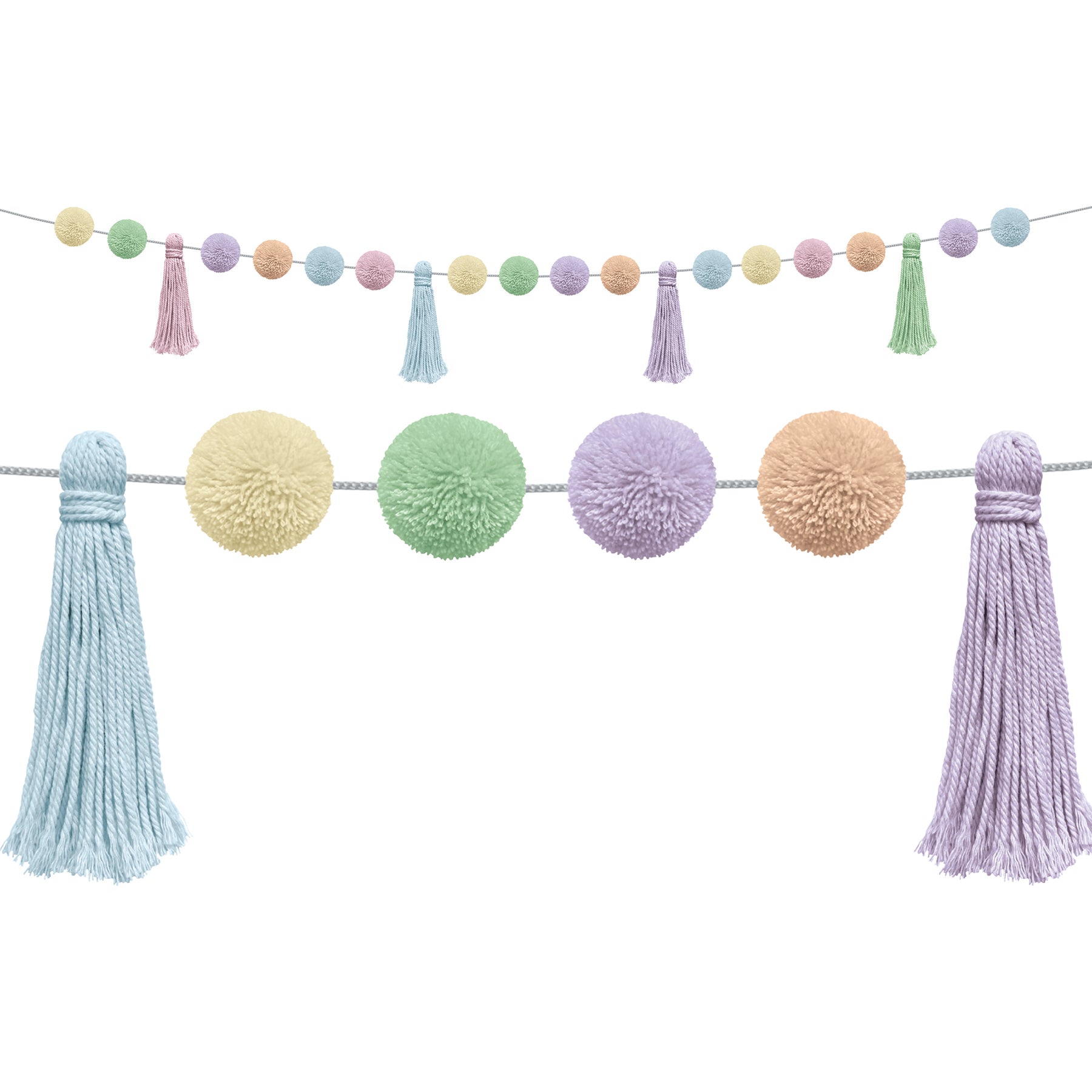 Pastel Pop Pom-Poms and Tassels Garland, 60"