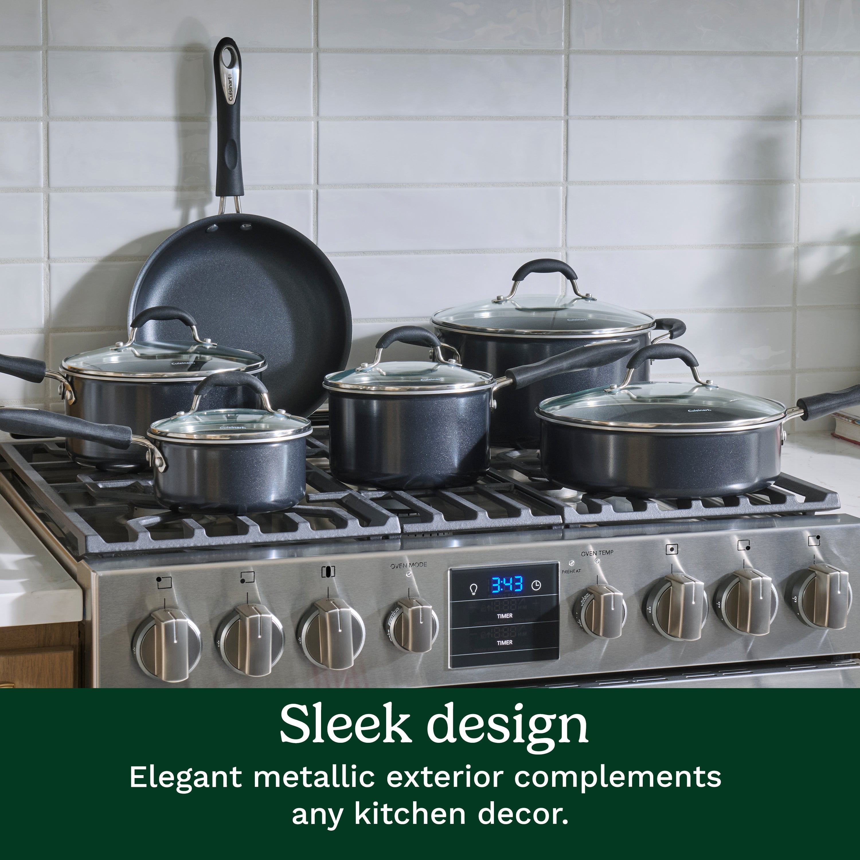 Advantage® 11 Piece Nonstick Cookware Set - Black