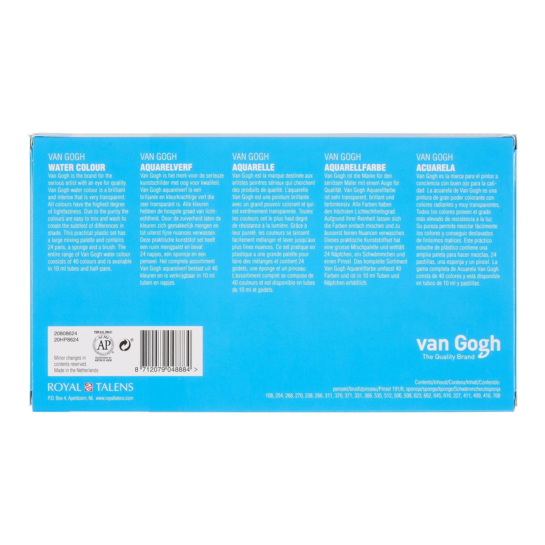 Watercolor Plastic Pocket Box, 24 Pan General Selection