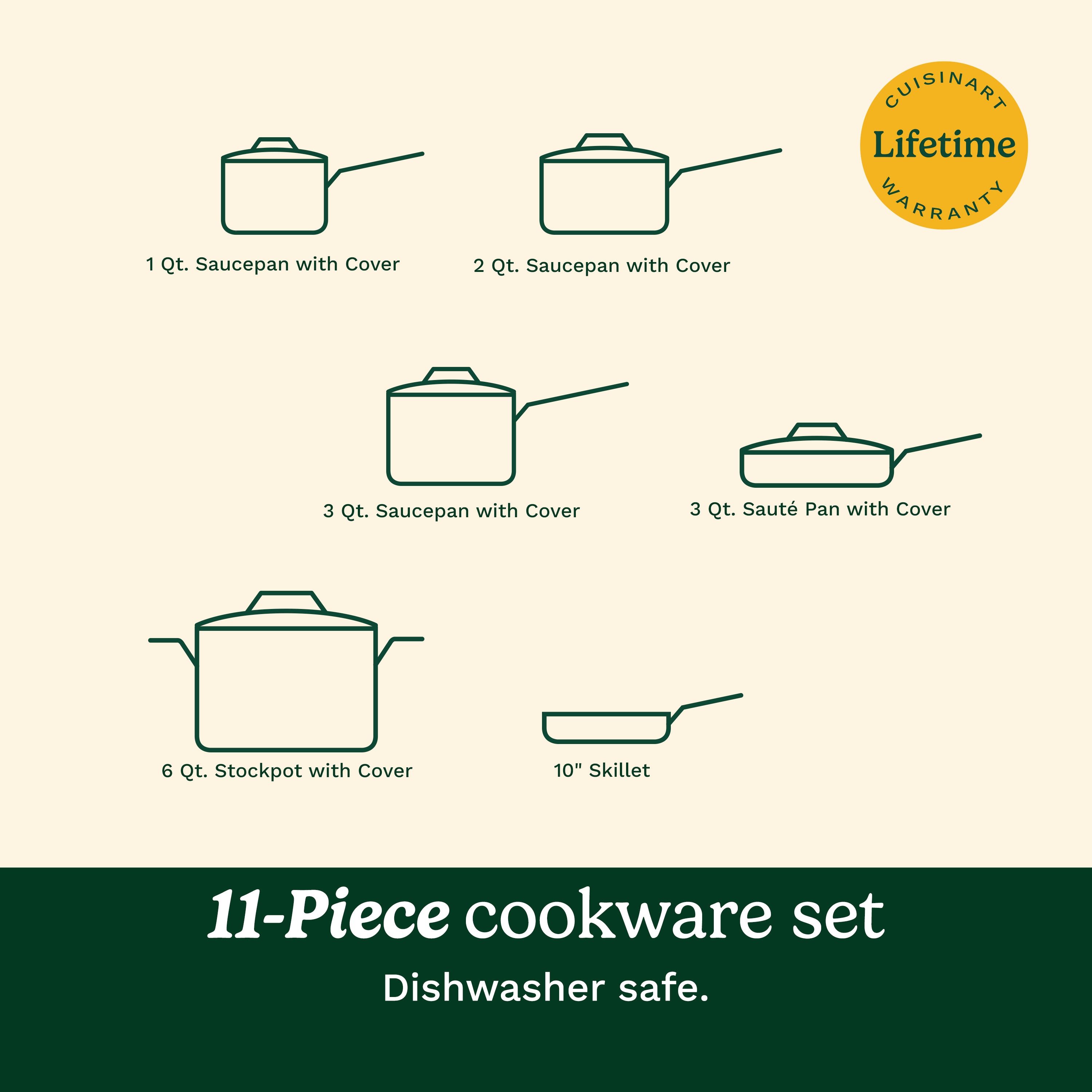 Advantage® 11 Piece Nonstick Cookware Set - Black