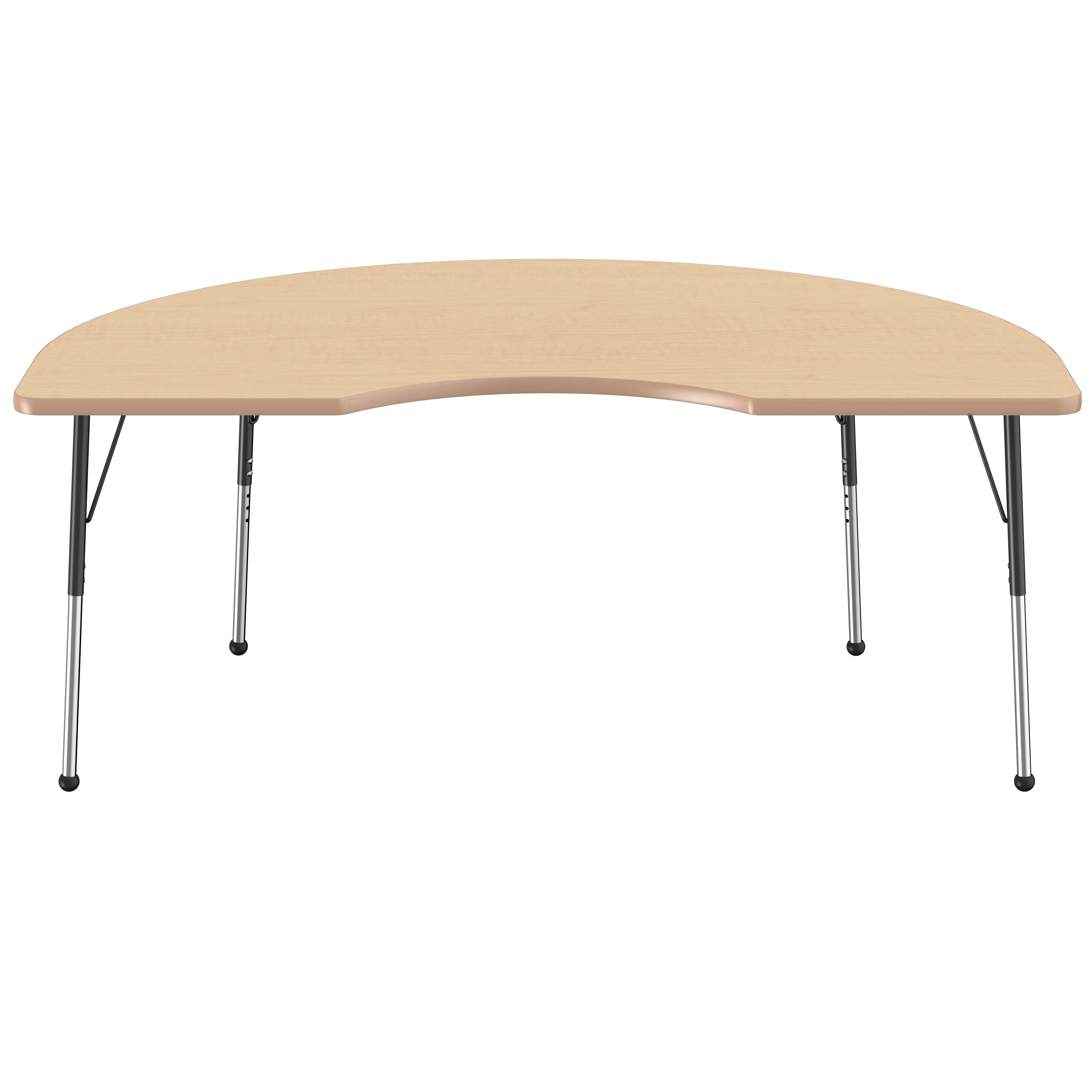 48" x 72" Kidney Thermofused Activity Table with Adjustable Standard Ball Glide Legs - Maple/Maple/Black