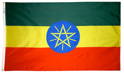 Ethiopia Flag 3x5 ft. Nylon SolarGuard Nyl-Glo 100% Made in USA to Official United Nations Design Specifications.