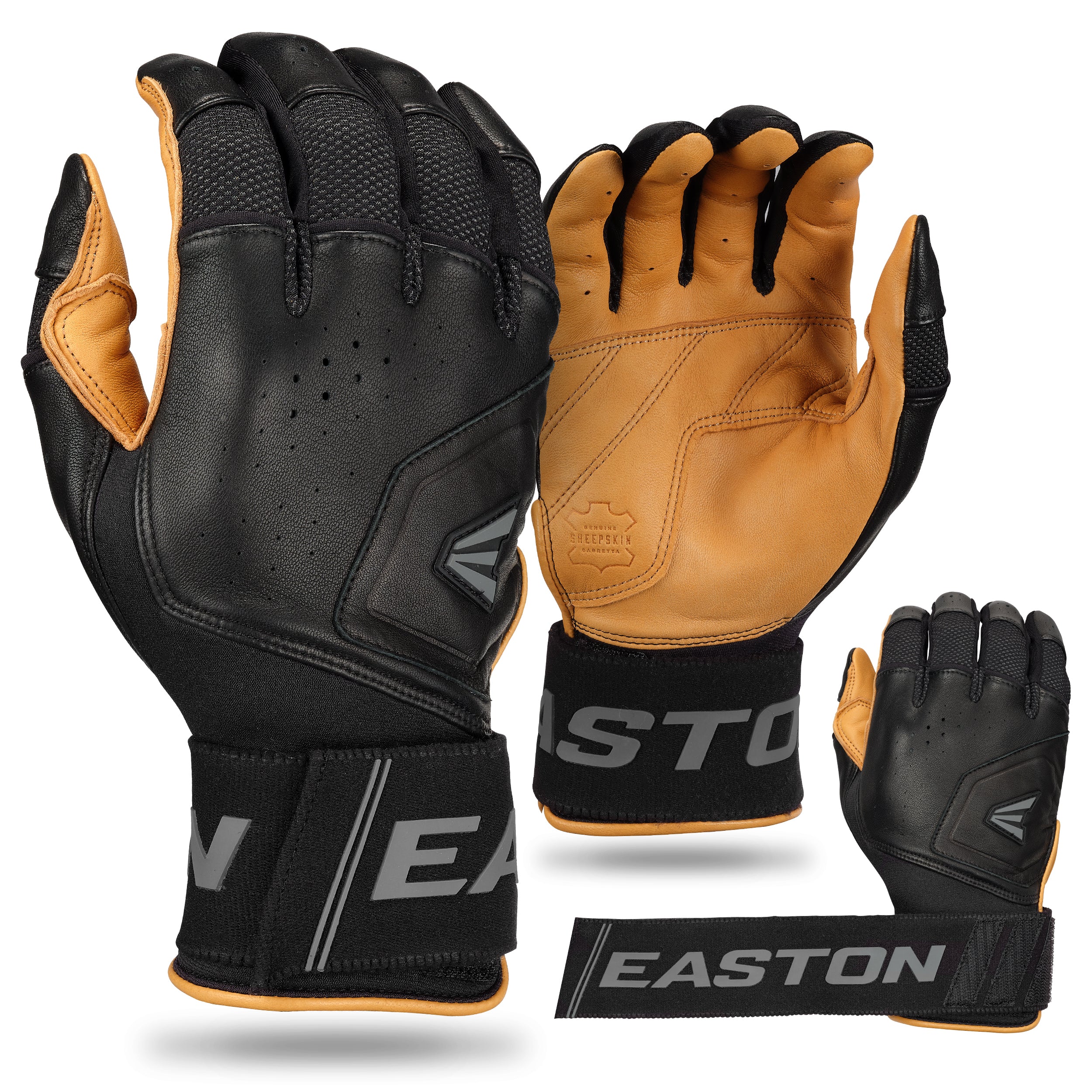 Easton Adult Mav Pro Locked In Baseball Batting Gloves - Small - Caramel/Black