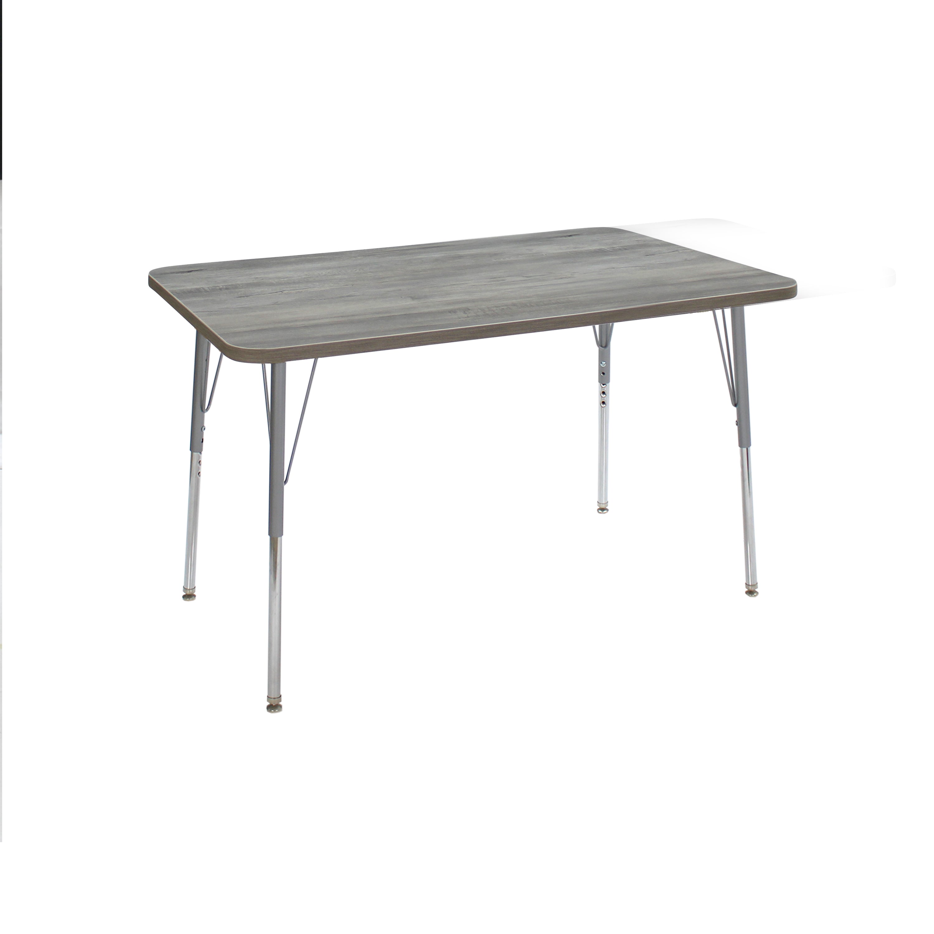 30" x 48" Rectangle La Madera Activity Table with Standard Legs - Light Gray Wood/Silver
