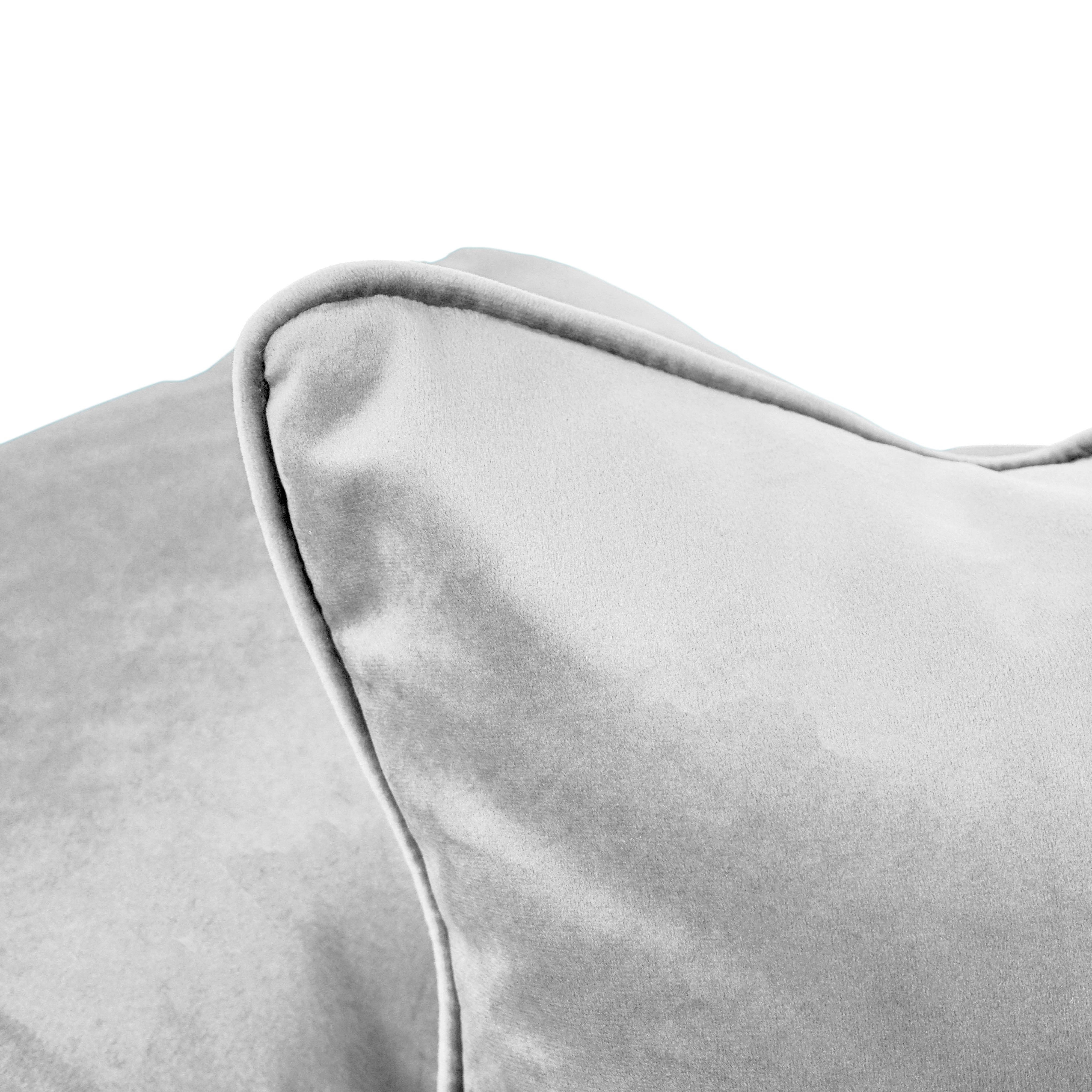 16" x 24" Rectangle Lumbar Microfiber and Faux Leather Pillow with Piping, 2-Piece - Sterling