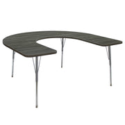 60" x 66" Horseshoe La Madera Activity Table with Standard Legs - Gray Wood/Silver