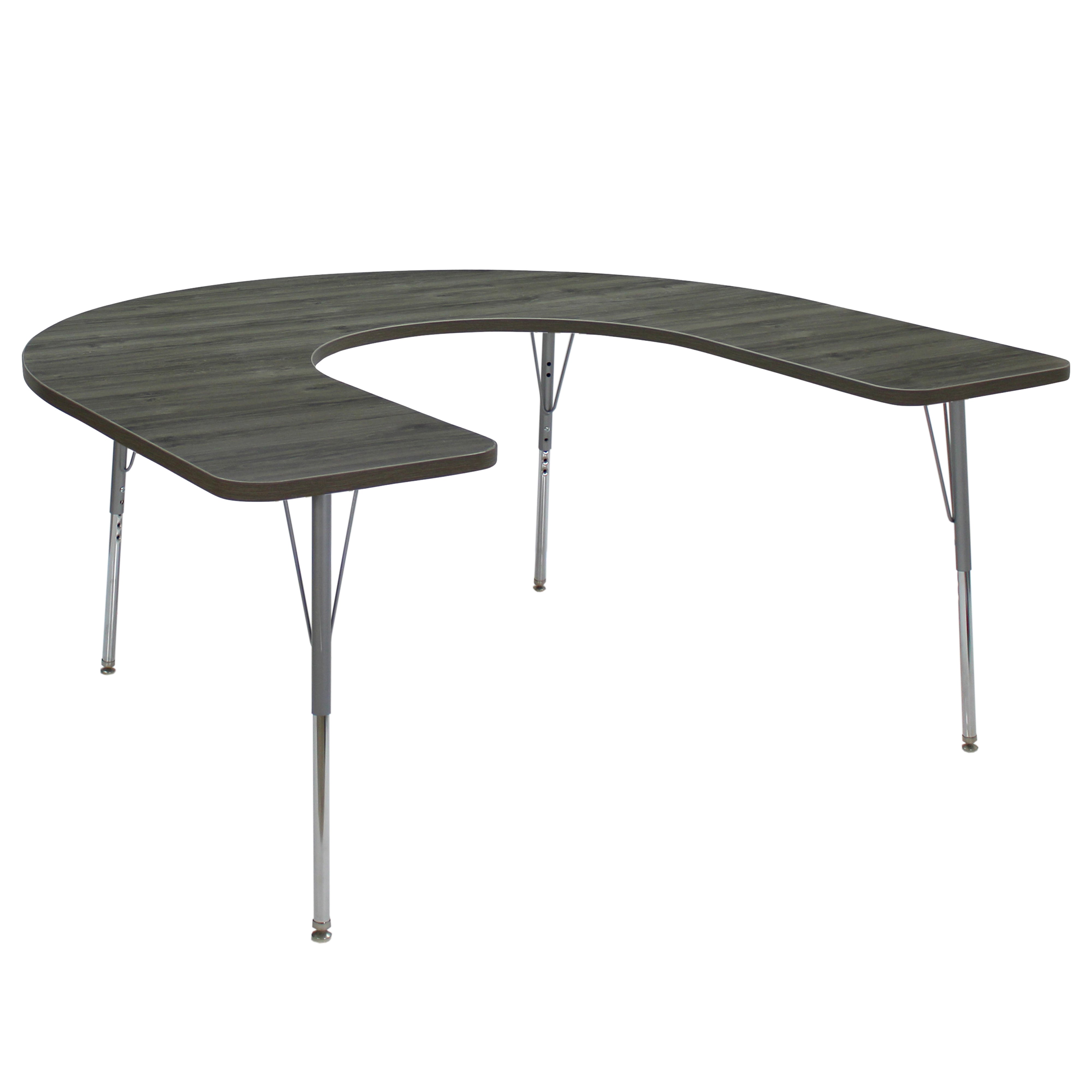 60" x 66" Horseshoe La Madera Activity Table with Standard Legs - Gray Wood/Silver