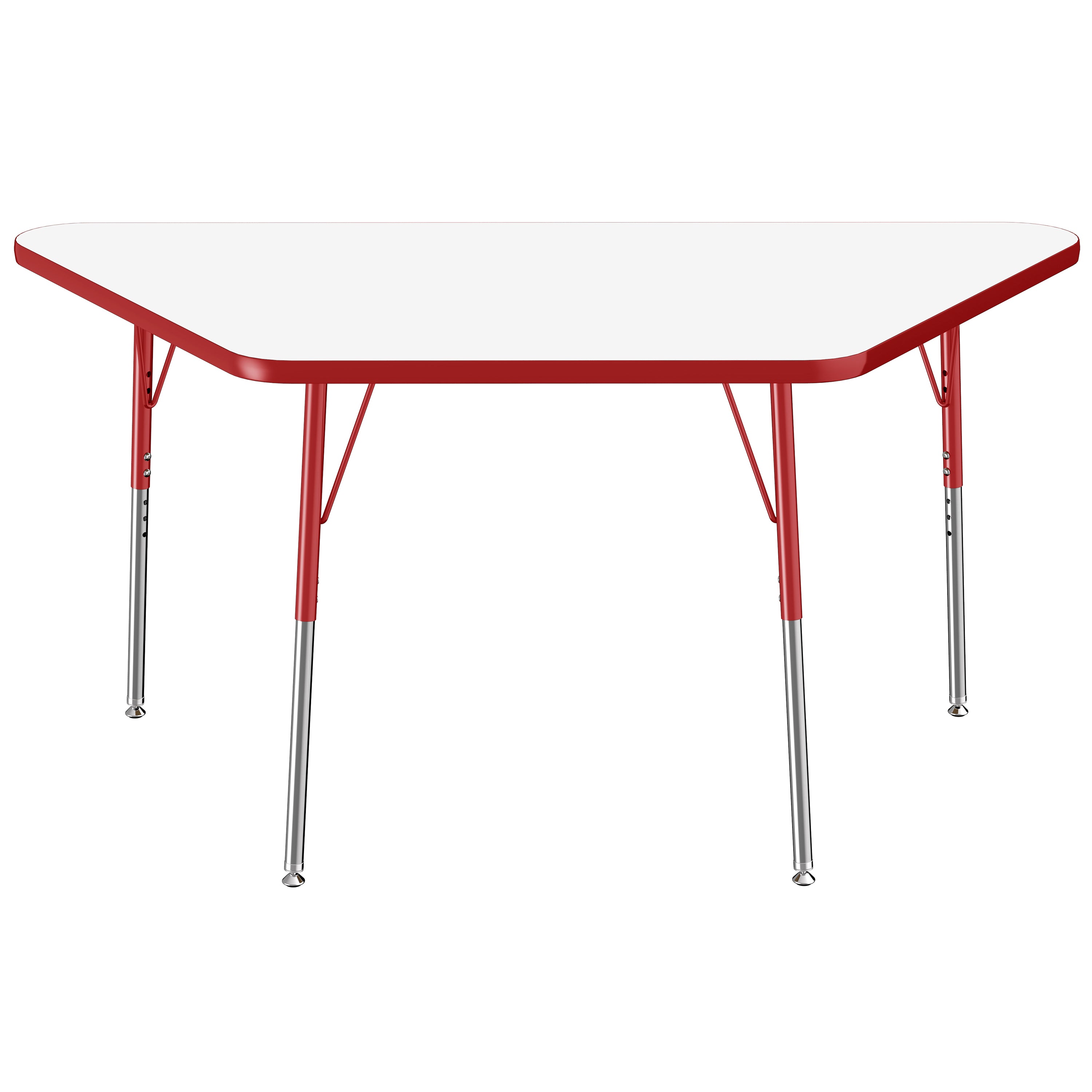 30" x 60" Trapezoid Dry-Erase Activity Table with Adjustable Standard Swivel Glide Legs - Whiteboard/Red