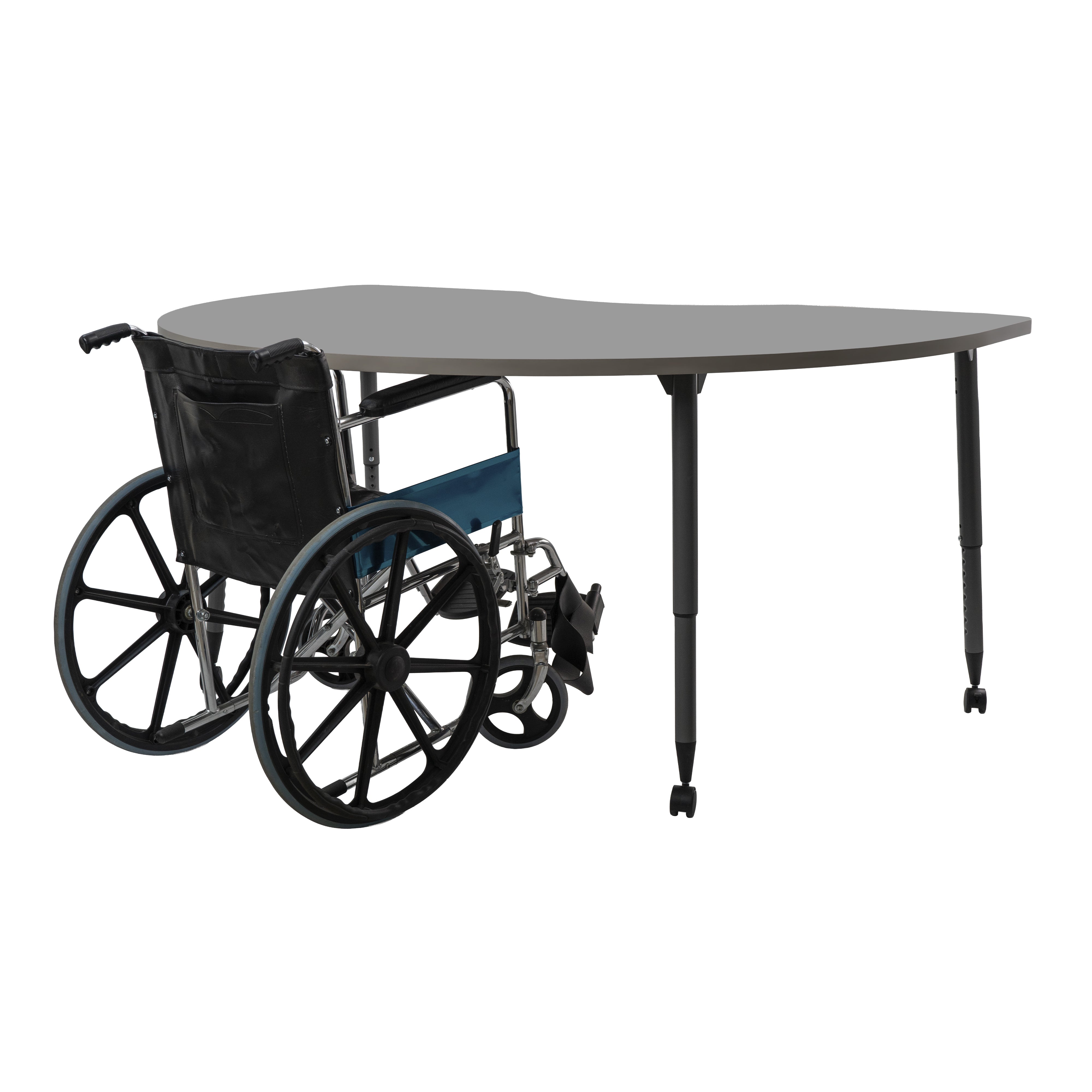 Adapte 48" x 72" Kidney Thermofused Activity Table with Adjustable Tapered Legs - North Sea/North Sea
