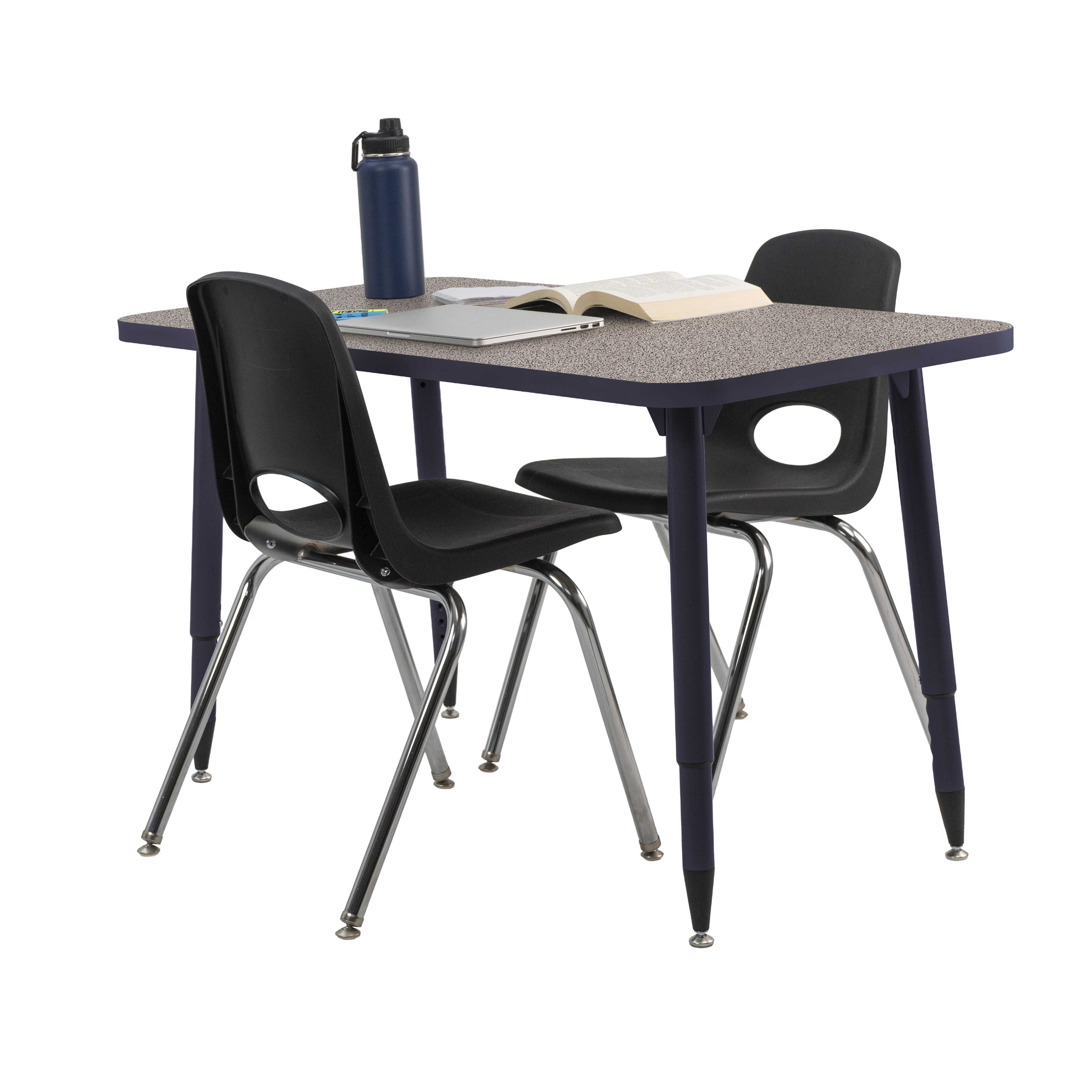 Adapte 24" x 48" Rectangle Thermofused Activity Table with Adjustable Tapered Legs - Gray/Navy