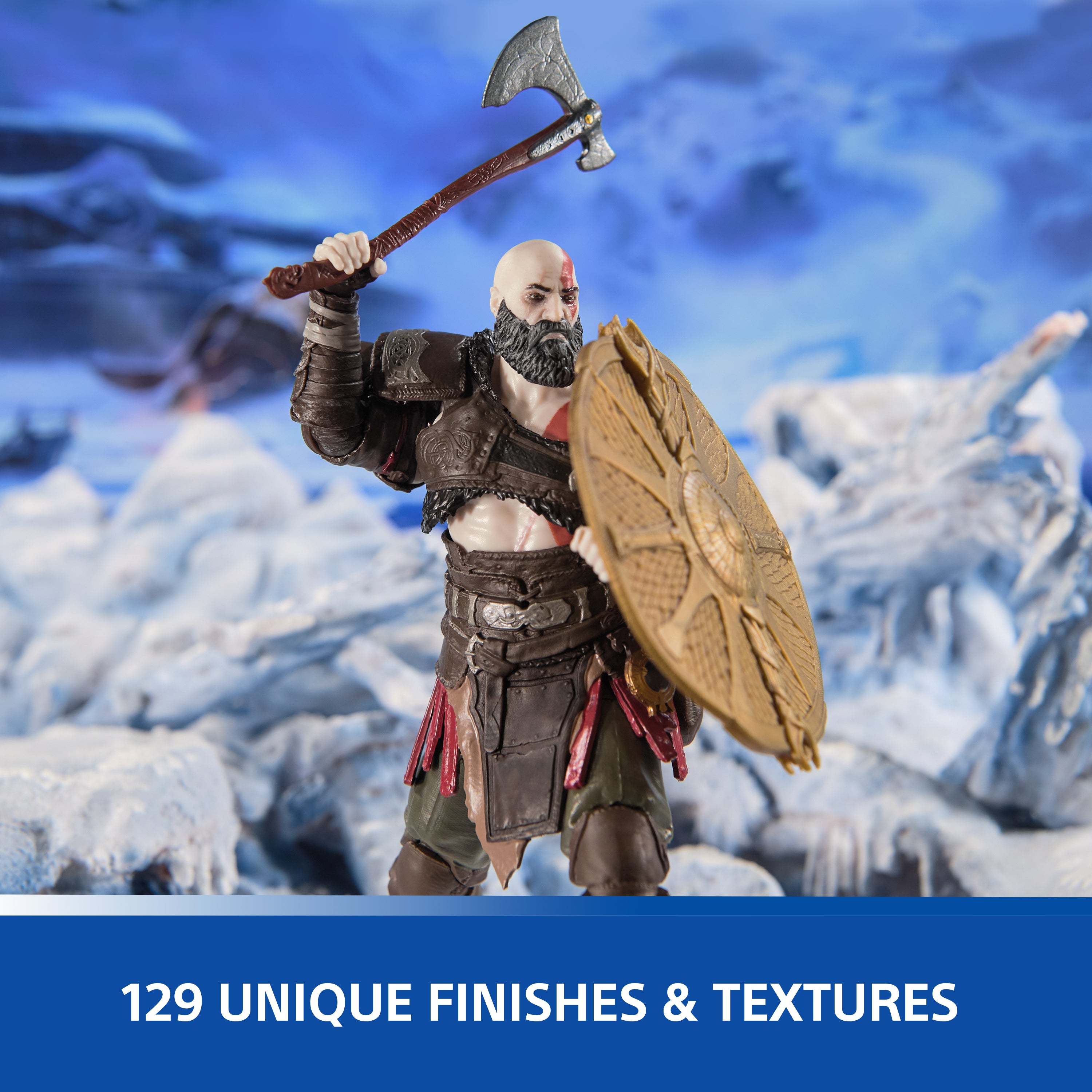 PlayStation God of War Ragnarök, 6” Kratos Action Figure with 5 Accessories, The Shapes Collection, For PS5 Fans & Collectors Ages 17+