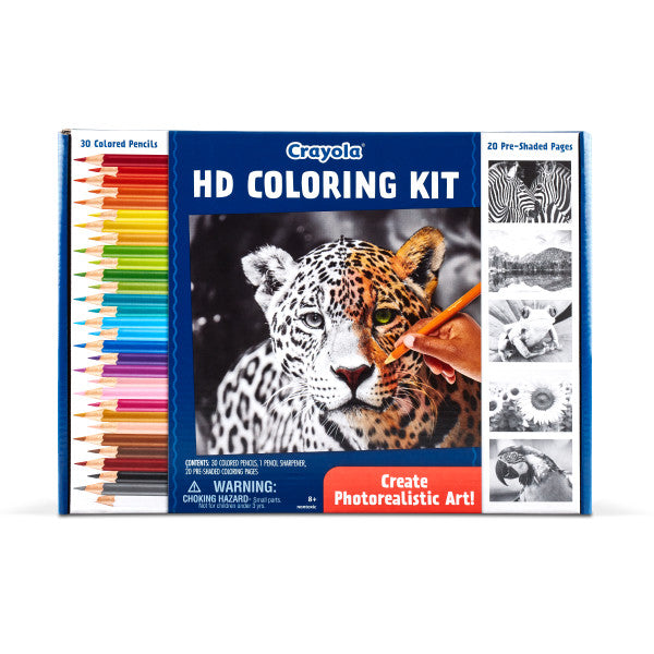 Crayola HD Coloring Kit, 40 Colored Pencils & 20 Premium Coloring Pages, Gift