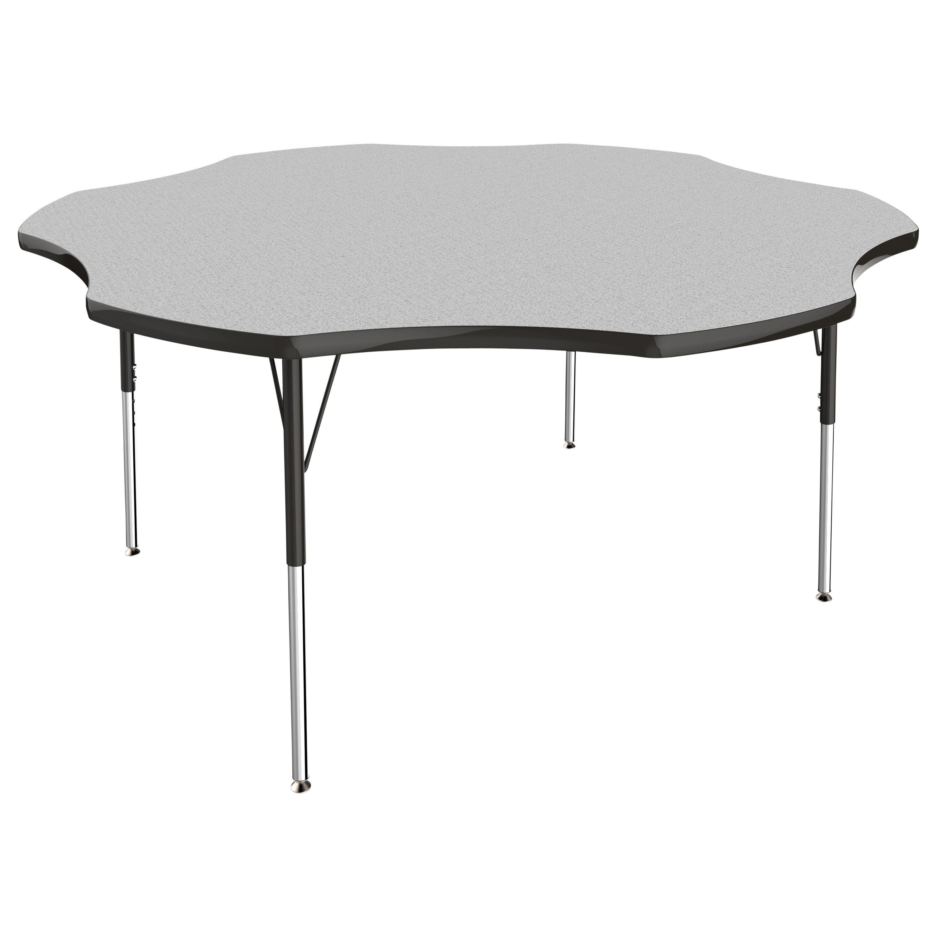 60" x 60" Flower T-Molding Activity Table with Adjustable Standard Swivel Glide Legs - Gray/Black