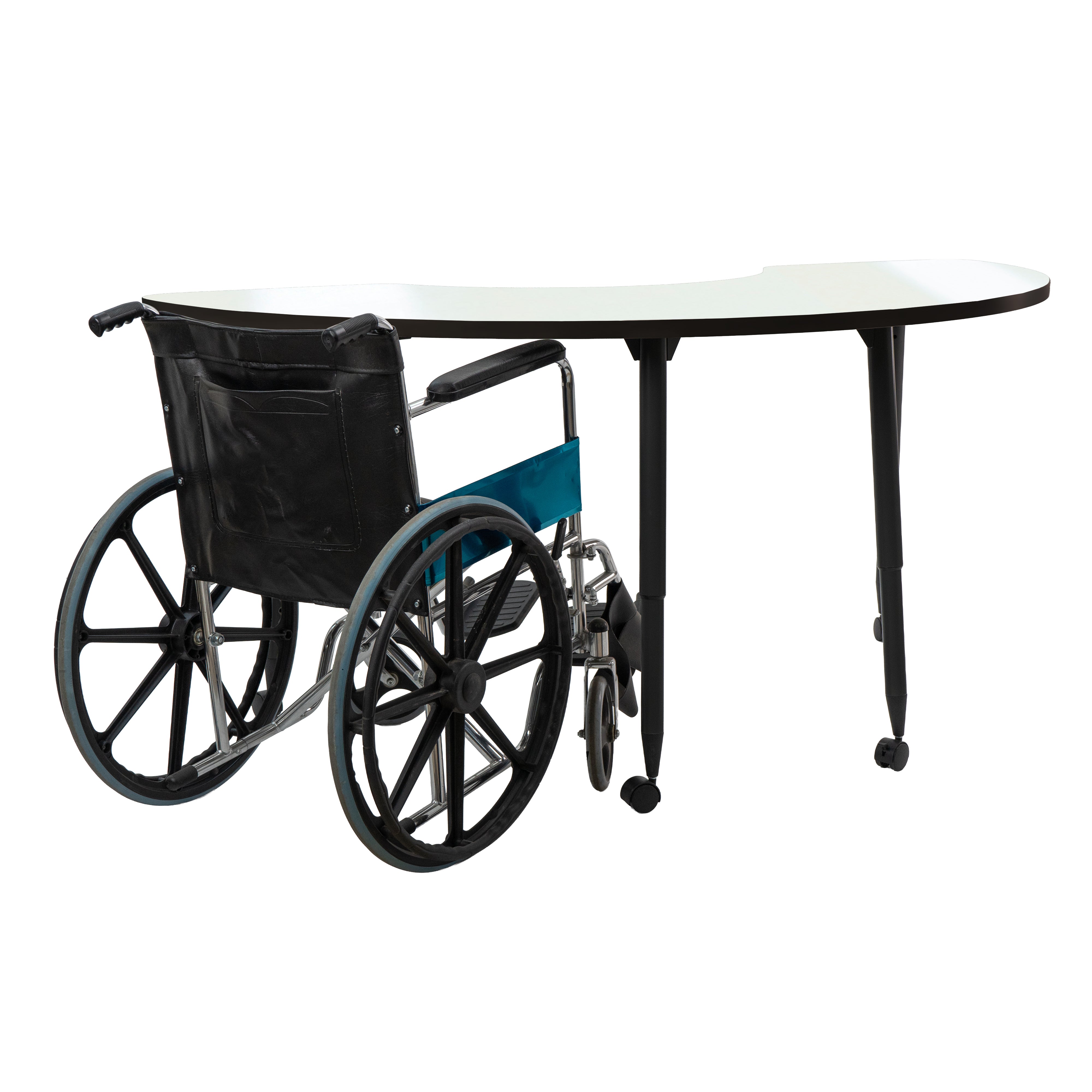 Adapte 36" x 72" Half Moon Dry-Erase Activity Table with Adjustable Tapered Legs - Whiteboard/Black