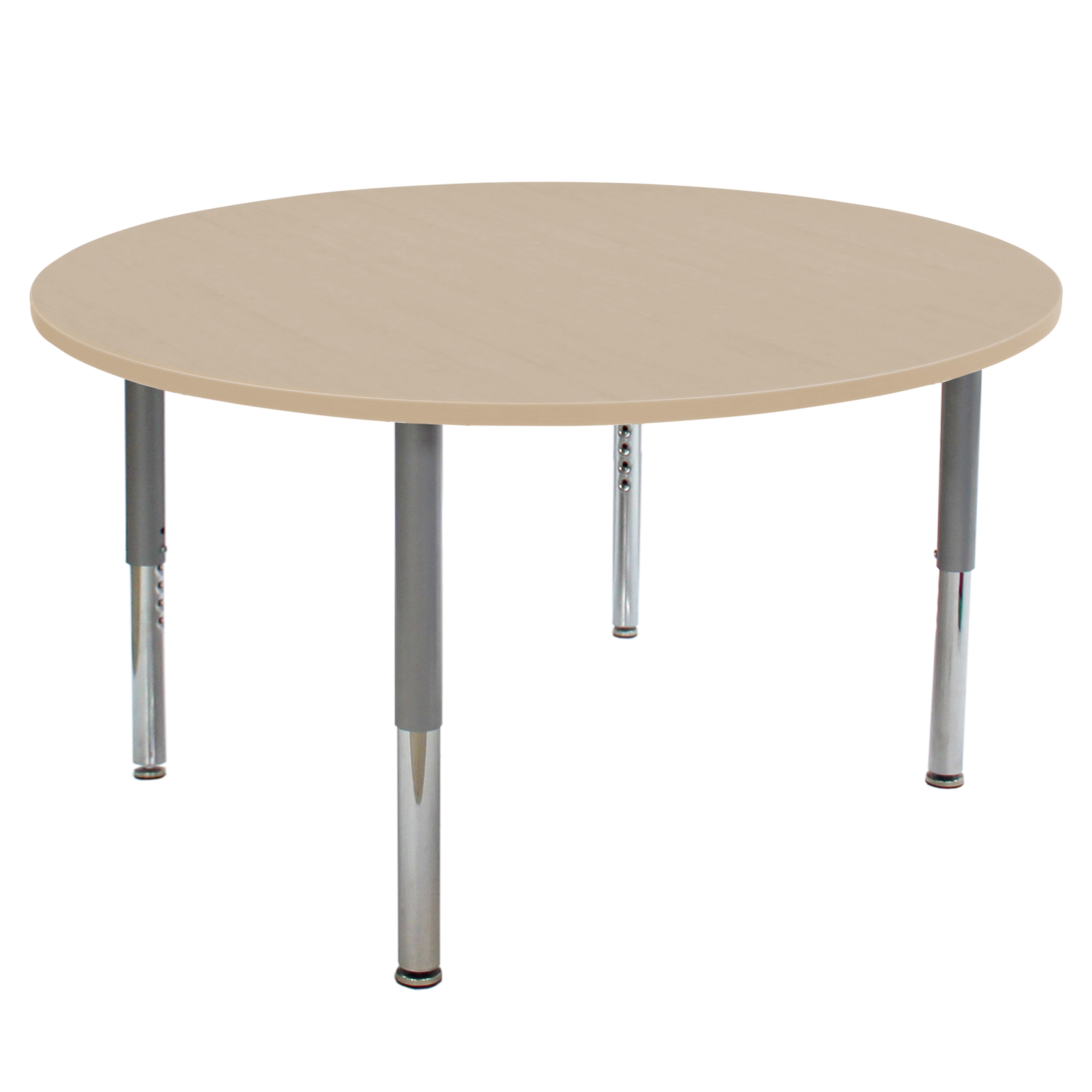 48" Round La Madera Activity Table with Adjustable Super Legs - Maple Grain/Silver