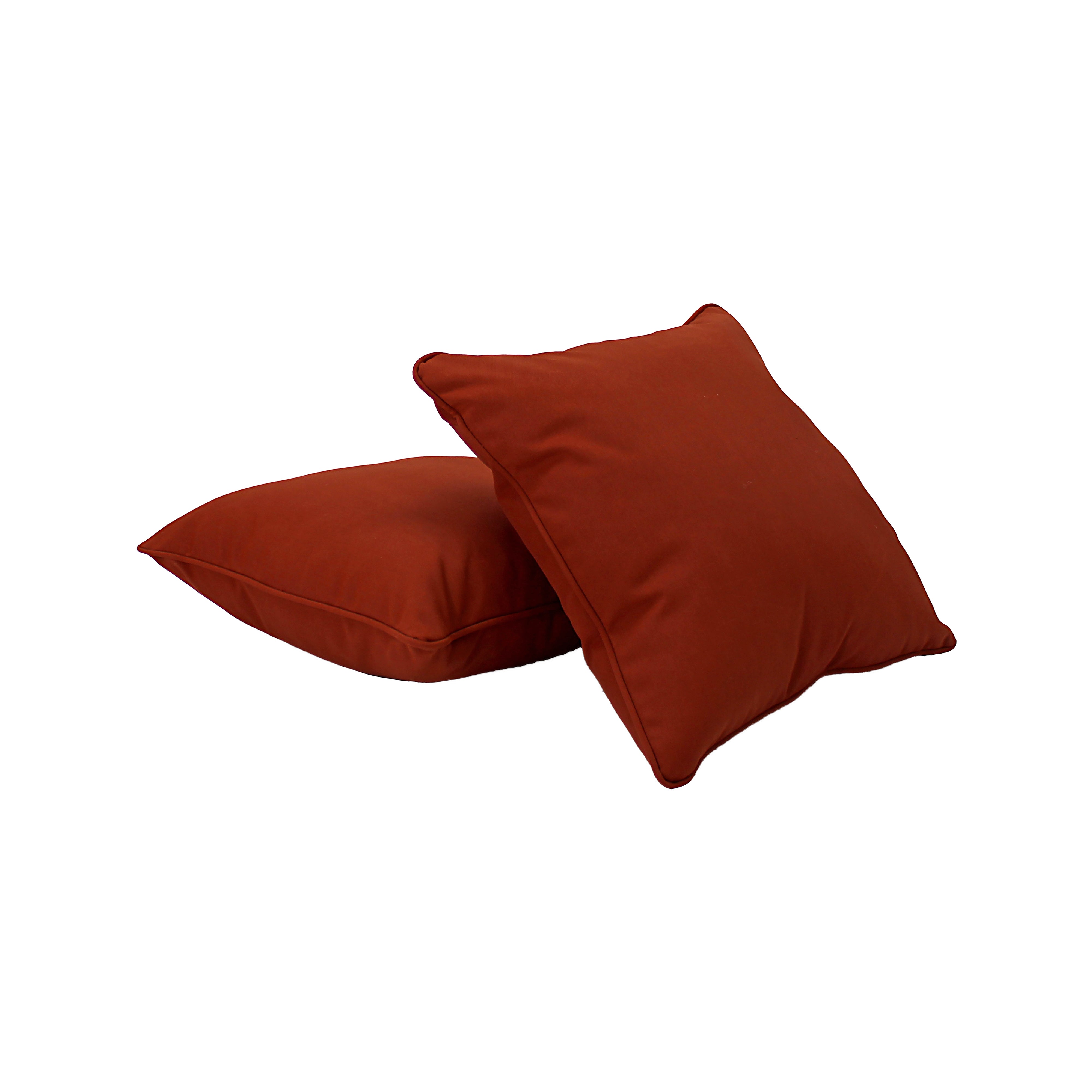 Presidio 15" x 15" Square Indoor/Outdoor Pillow with Piping, 2-Piece - Rust Red