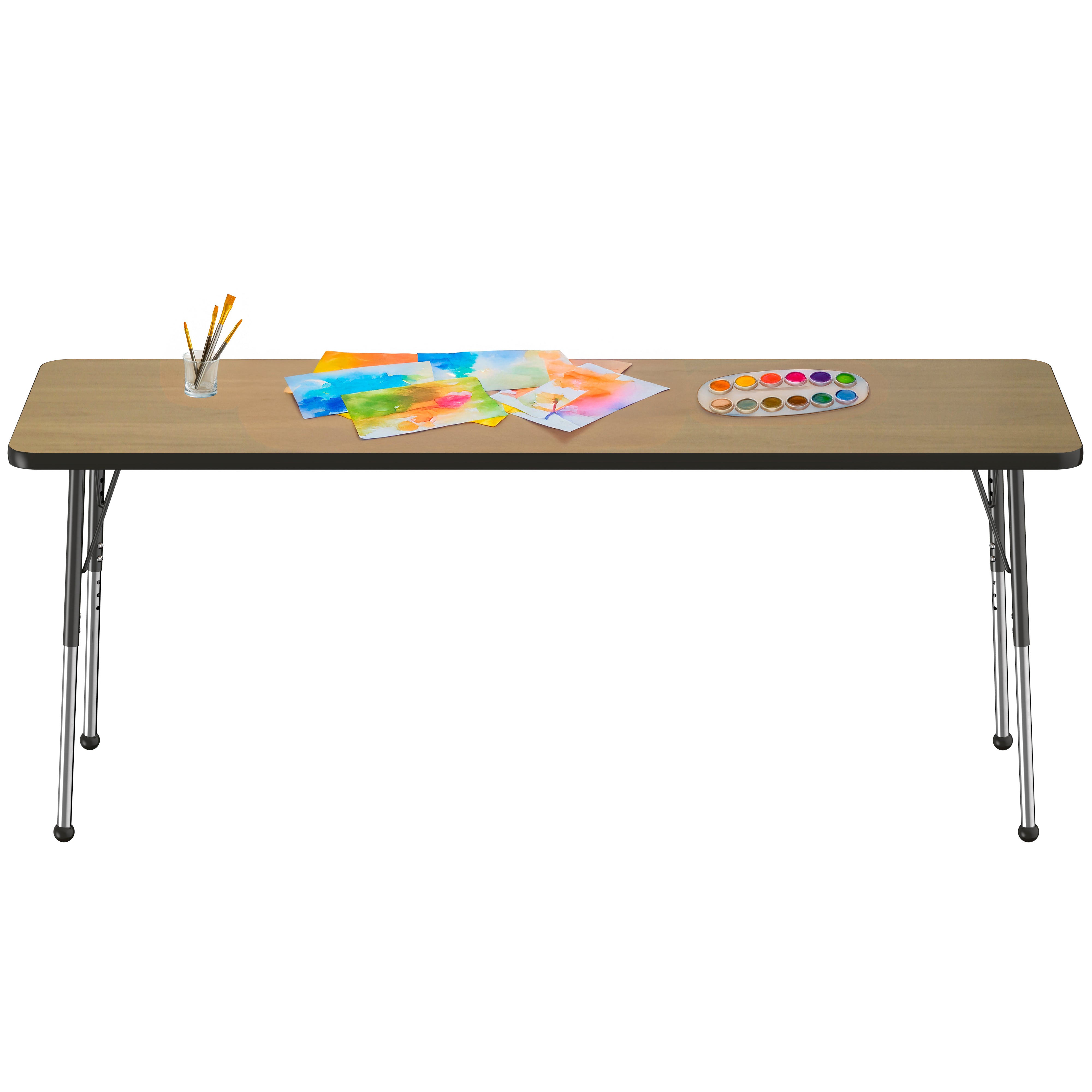 24" x 72" Rectangle T-Molding Activity Table with Adjustable Standard Ball Glide Legs - Pasadena Oak/Black