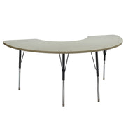36" x 72" Half Moon La Madera Activity Table with Standard Legs - Asian Sand/Black
