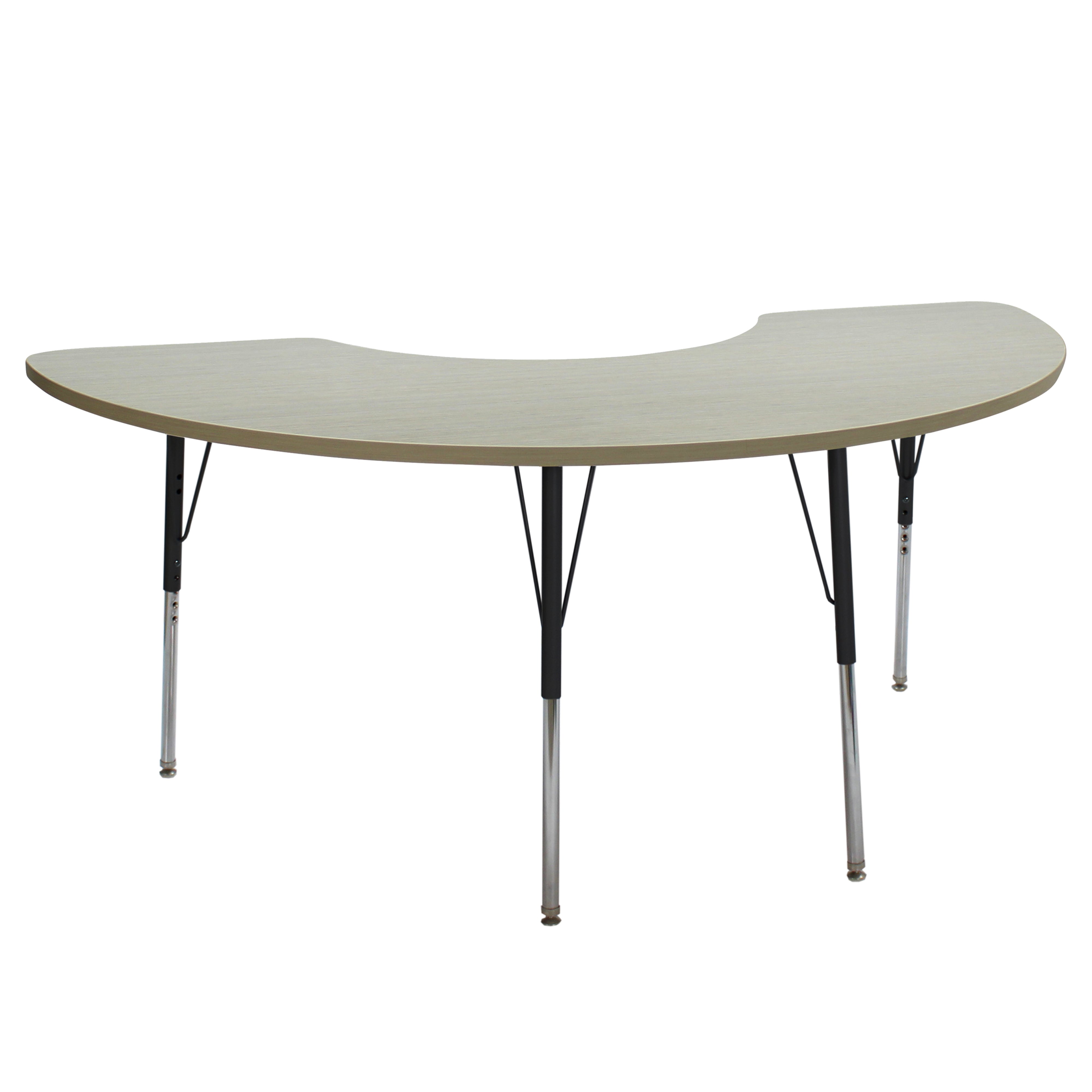 36" x 72" Half Moon La Madera Activity Table with Standard Legs - Asian Sand/Black