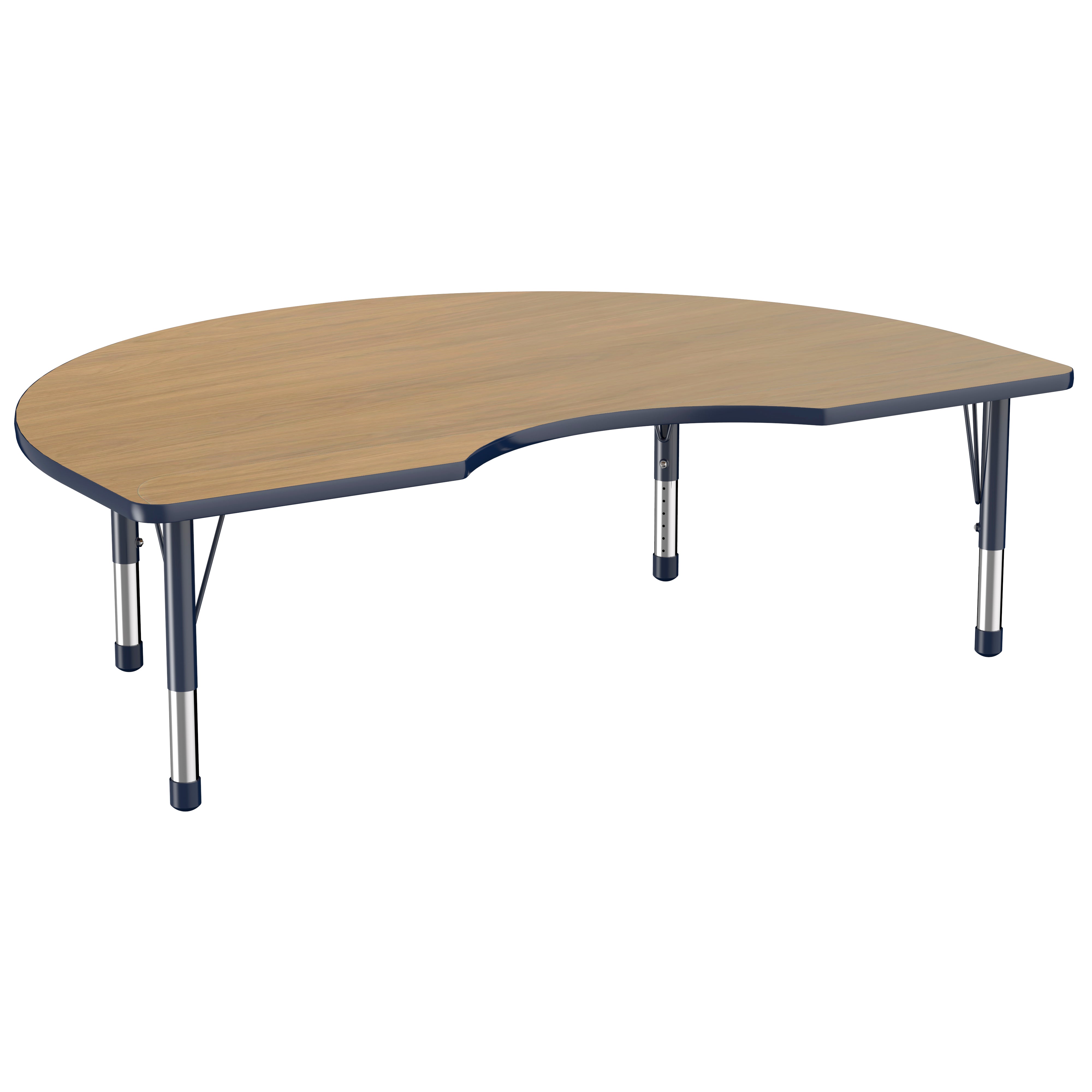 48" x 72" Kidney T-Molding Activity Table with Adjustable Chunky Legs - Pasadena Oak/Navy