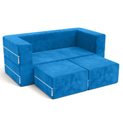 Jaxx Zipline Kids Modular Loveseat & Ottomans/Fold Out Lounger, Blueberry