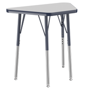 18" x 30" Trapezoid T-Molding Activity Table with Adjustable Standard Swivel Glide Legs - Gray/Navy