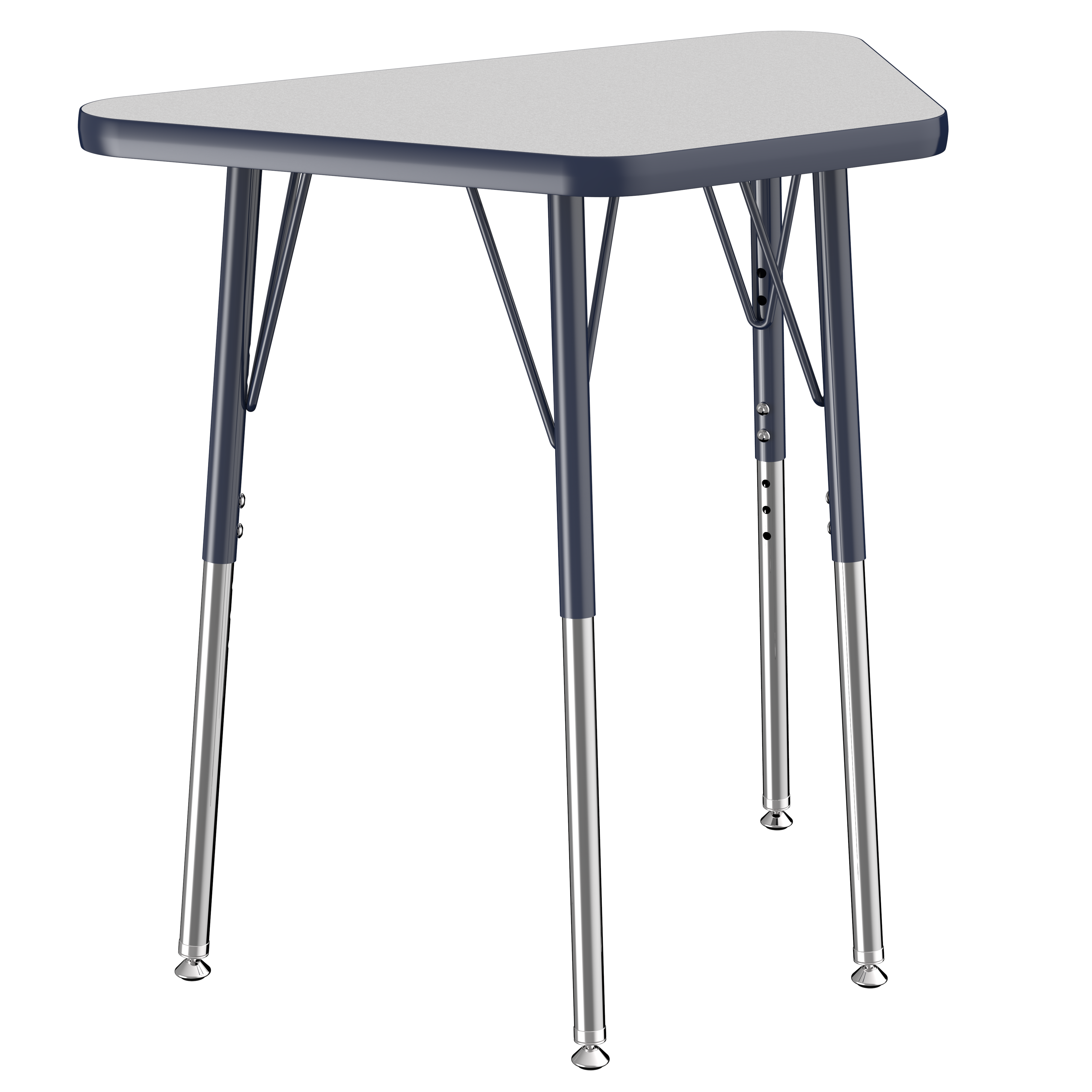 18" x 30" Trapezoid T-Molding Activity Table with Adjustable Standard Swivel Glide Legs - Gray/Navy
