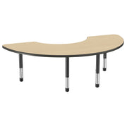 36" x 72" Half Moon Thermofused Activity Table with Adjustable Chunky Legs - Maple/Black