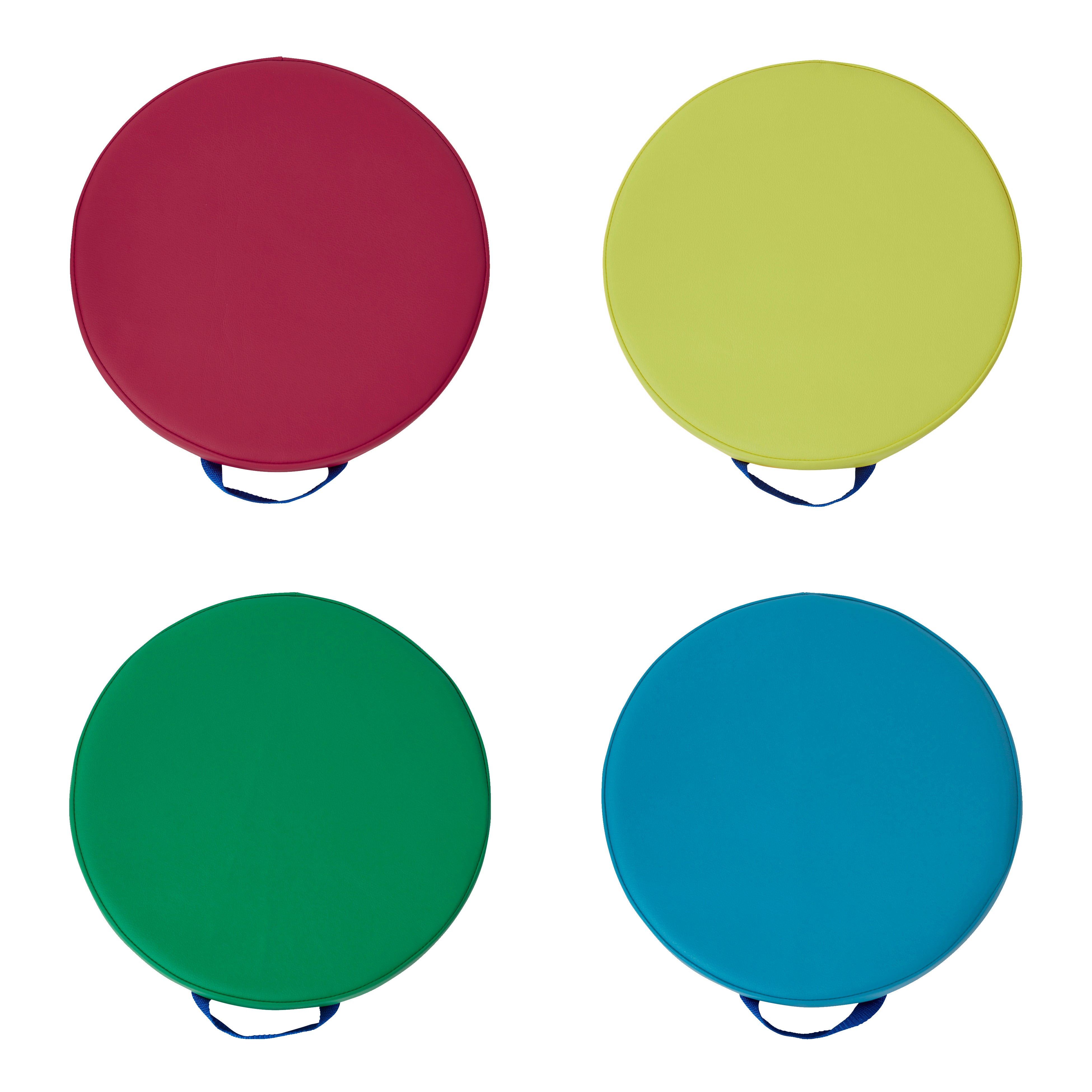 SoftScape 15" Round Floor Cushions, 4-Piece - Lime/Raspberry
