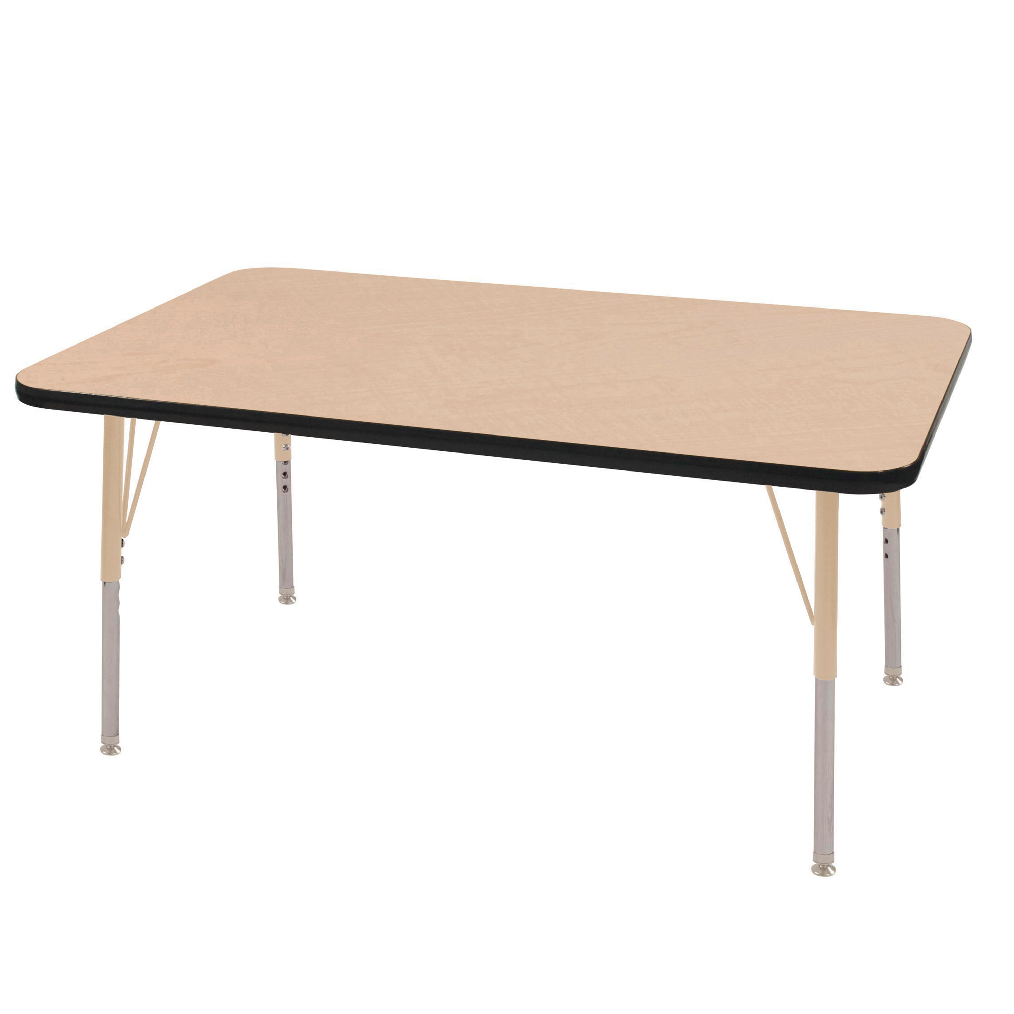30" x 48" Rectangle T-Molding Activity Table with Adjustable Standard Swivel Glide Legs - Maple/Black/Sand