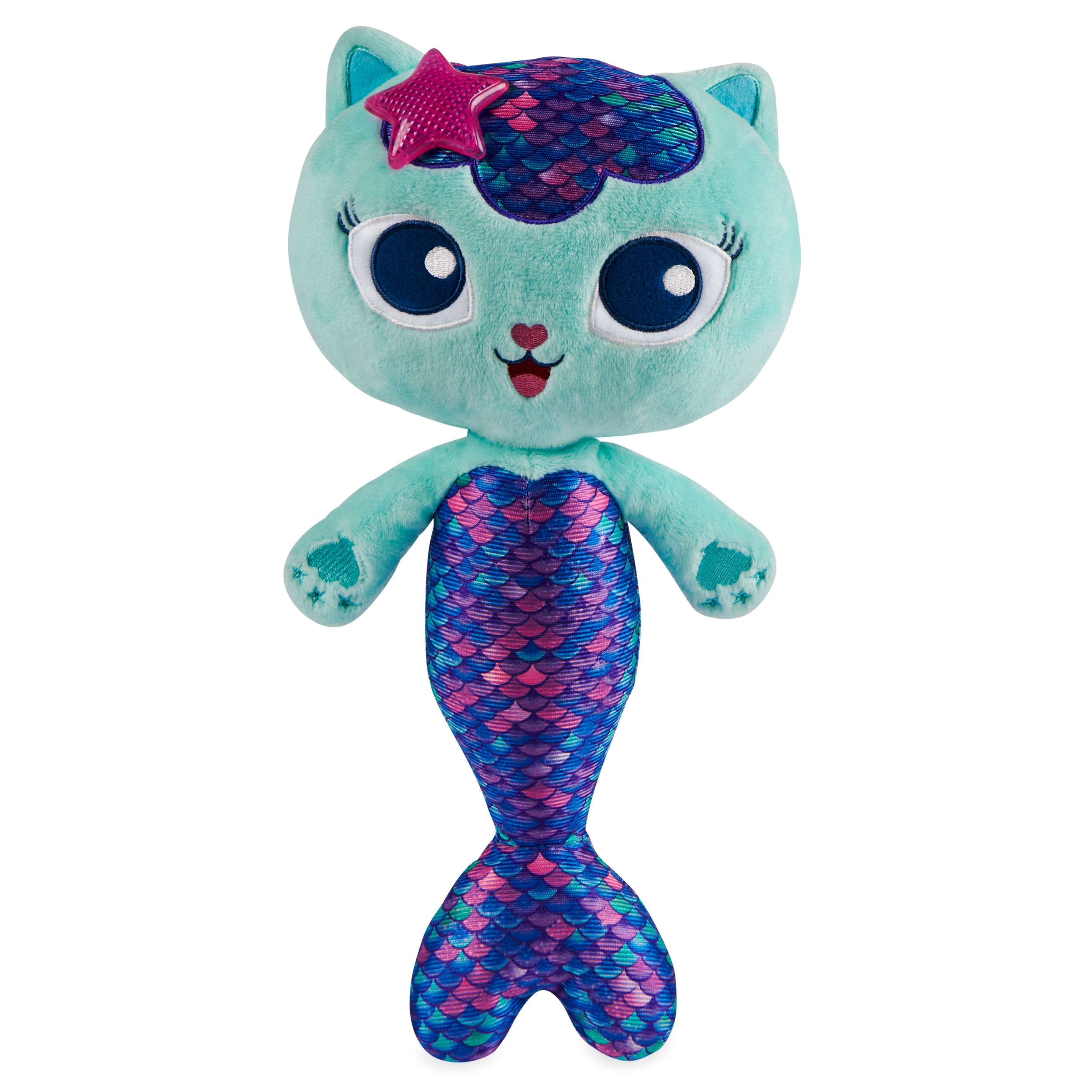 Gabby’s Dollhouse, 14-inch Interactive Talking MerCat Plush Kids Toys with Lights, Music and Phrases Stuffed Animals for Girls and Boys Ages 3 and up