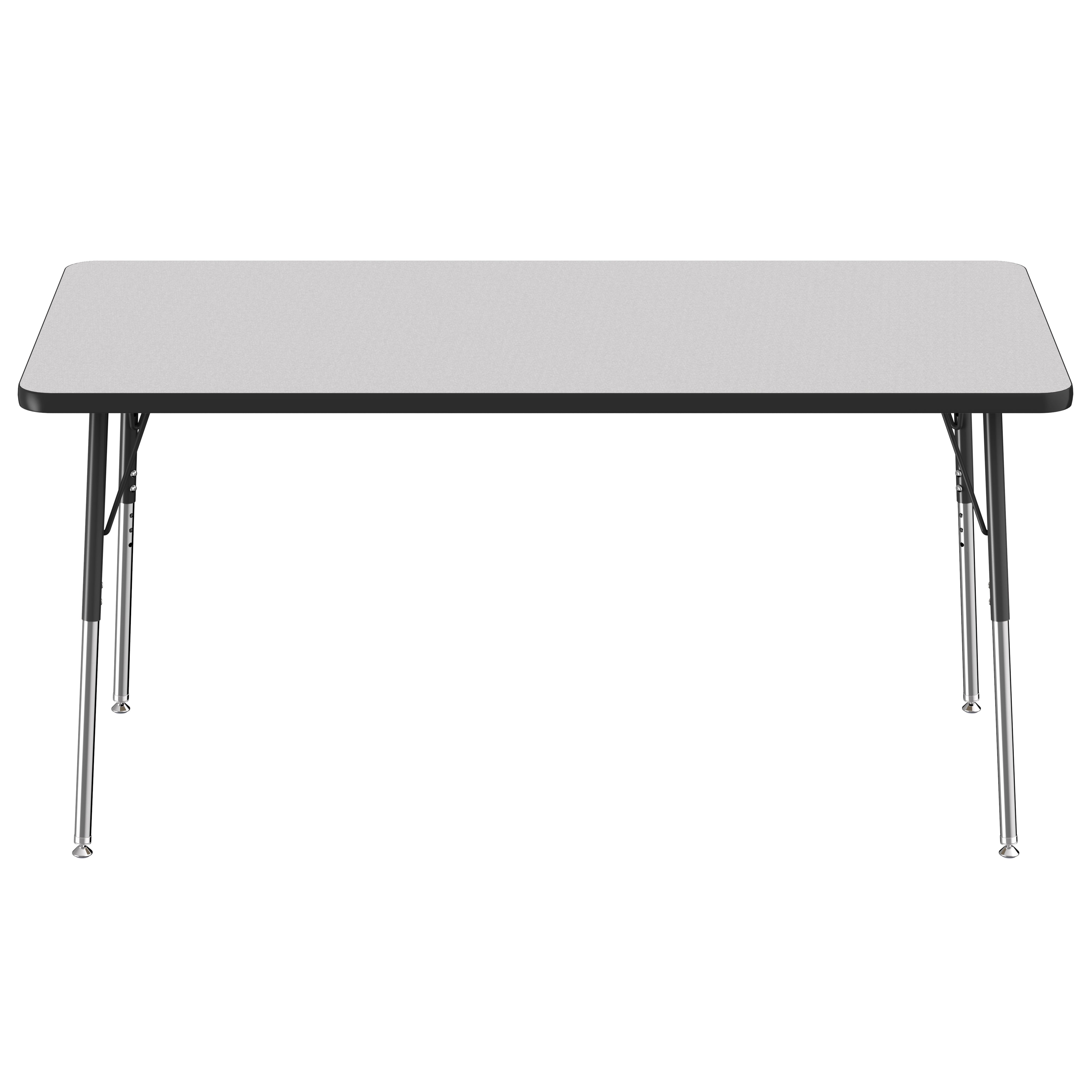 30" x 60" Rectangle Thermofused Activity Table with Adjustable Standard Swivel Glide Legs - Gray/Black