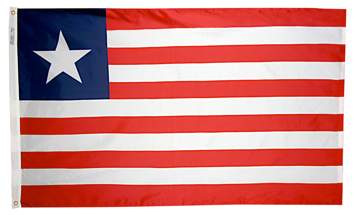 Liberia Flag 2x3 ft. Nylon SolarGuard Nyl-Glo 100% Made in USA to Official United Nations Design Specifications.
