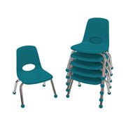 10" Stack Chair with Ball Glides, 6-Piece - Teal