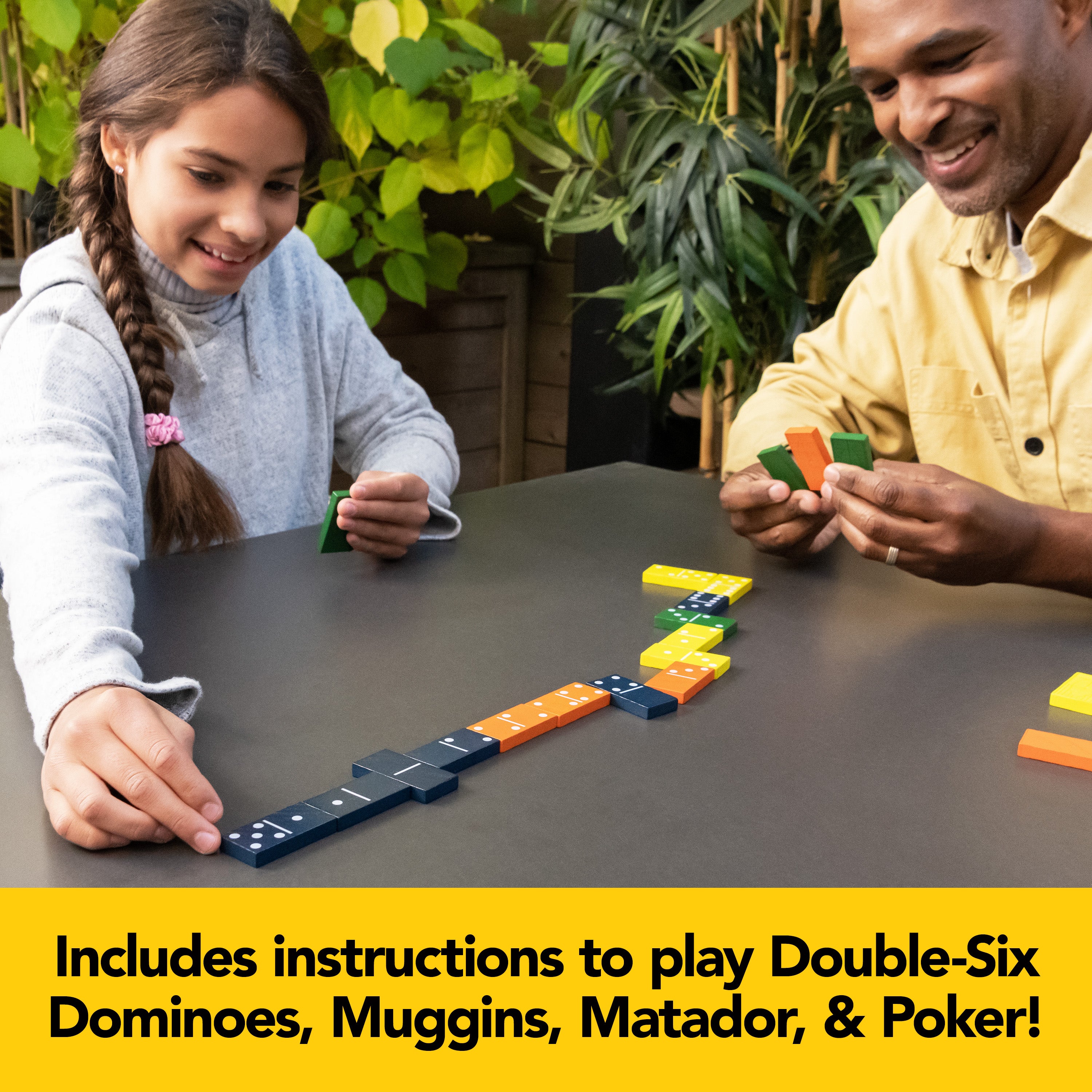 Mindful Classics, Double-Six Wood Dominoes Set Sustainable Classic Games with Wood Storage Case, for Adults and Kids Ages 8 and up