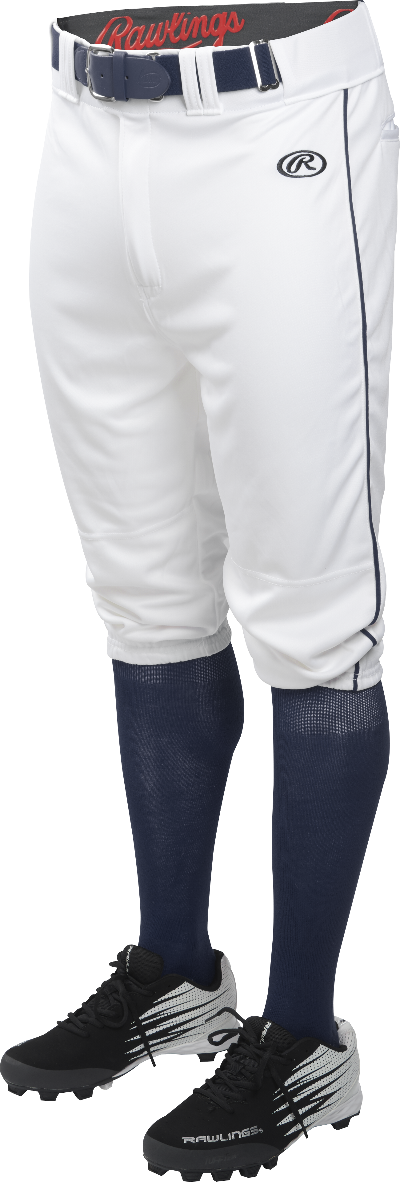 Rawlings Youth Launch Piped Pro Taper Fit Pant  - Small - White/Navy