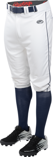 Rawlings Youth Launch Piped Pro Taper Fit Pant  - Small - White/Navy
