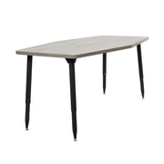 Adapte 34" x 60" Long Hexagon Woodgrain Activity Table with Adjustable Tapered Legs - Light Gray Wood/Black