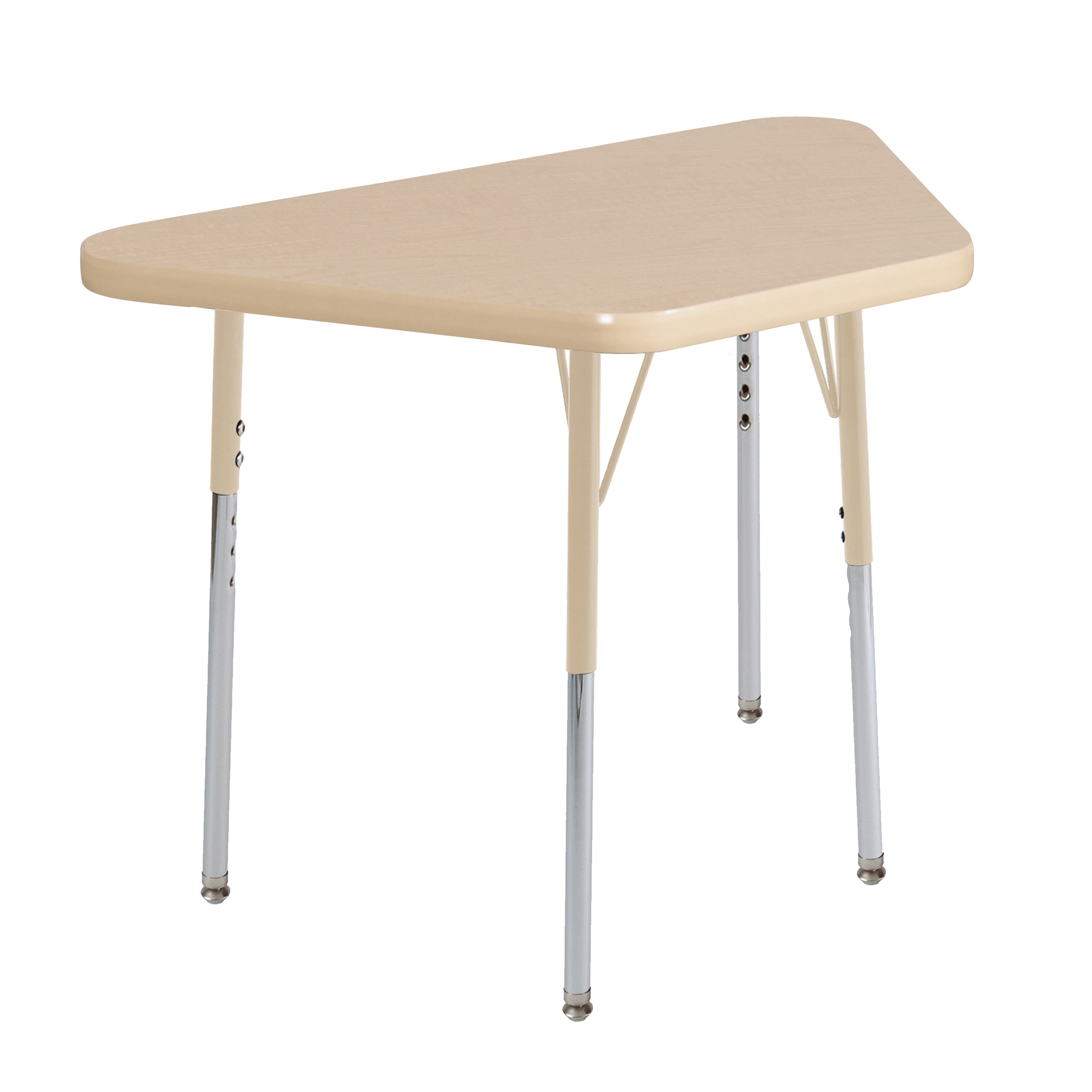 18" x 30" Trapezoid T-Molding Activity Table with Adjustable Standard Swivel Glide Legs - Maple/Sand